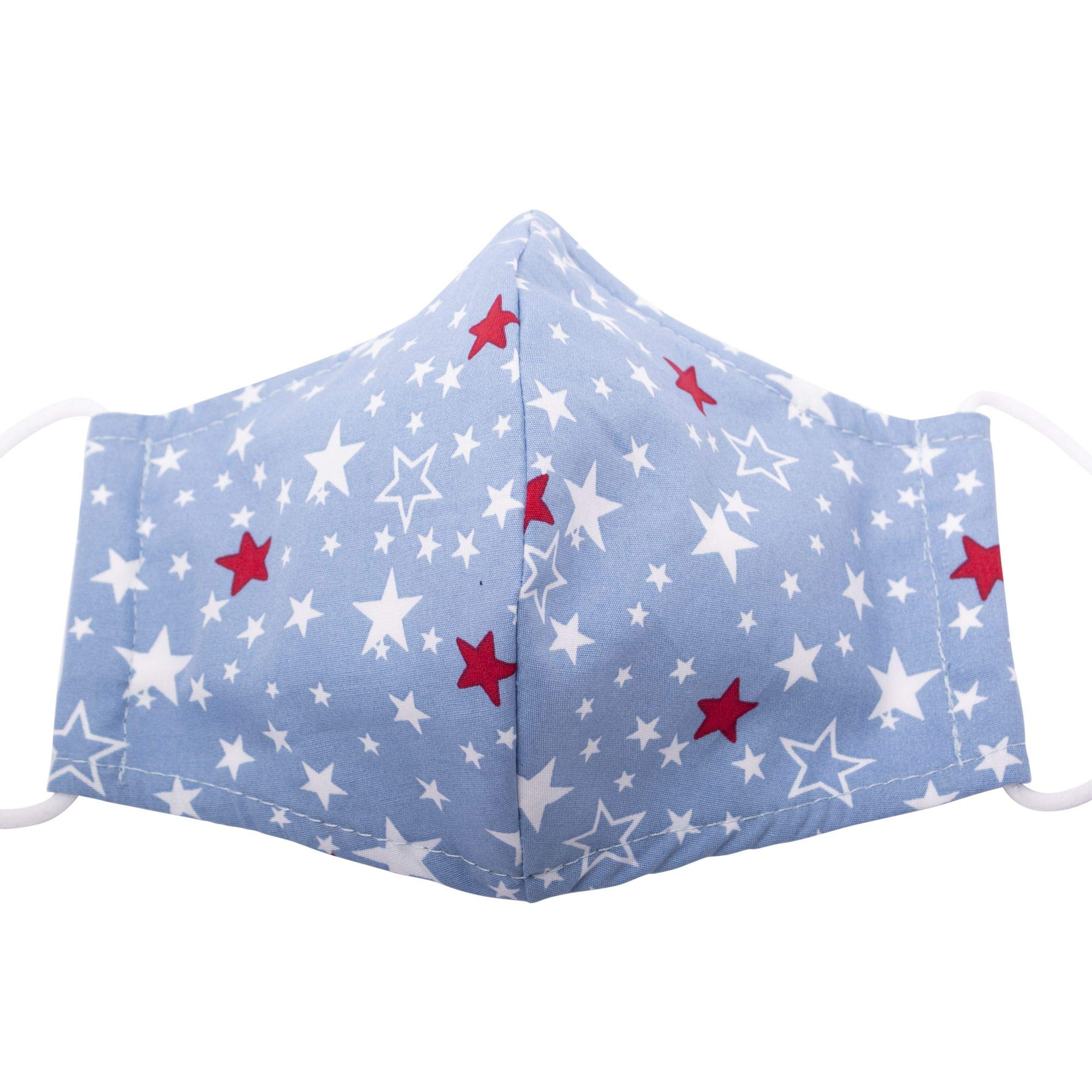 Auliné Collection Washable Summer Cotton Face Mask Made in USA, Star Spangled Sky Blue