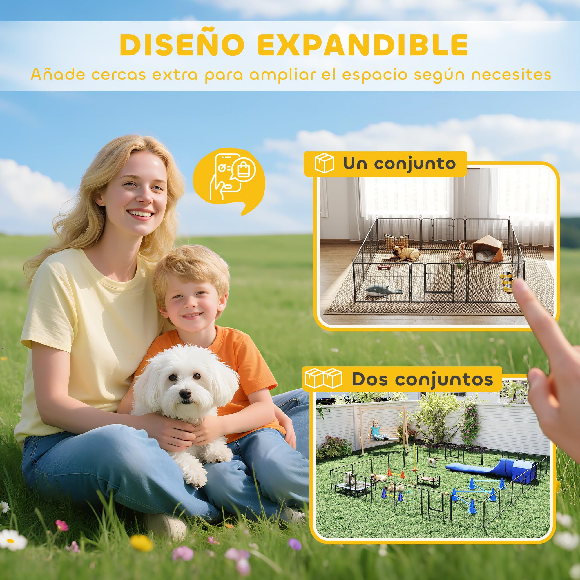 PawHut Parque para Perros Vallas para Mascotas de 12 Paneles 80x60 cm con 2 Puertas con Pestillo Corralito para Perros Pequeños de Acero para Interior y Exterior Gris