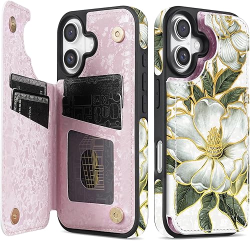 Miniatura 8 de NNH Funda tipo cartera compatible con iPhone Xs Max con bloqueo RFID, ranuras para tarjetas, folio de piel sintética, función atril, doble cierre