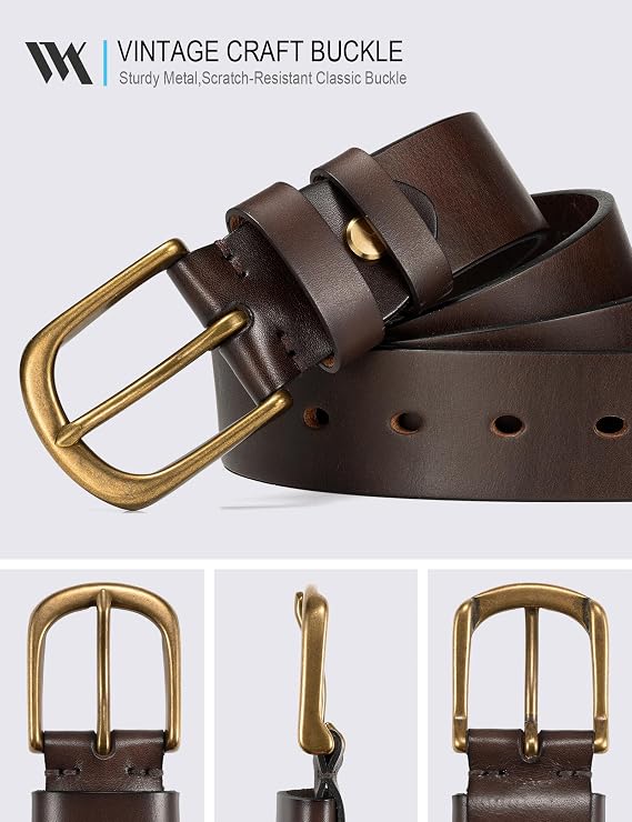 WOLFANT Thicken Full Grain Leather Heavy Duty Work Belts for Men,100% Italian Real Solid Leather