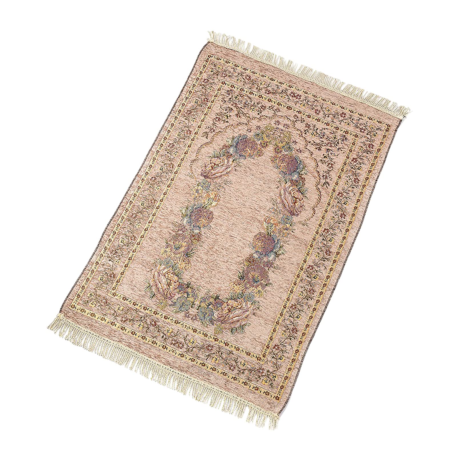 Muslim Prayer Rug Islamic Mat for Muslim Prayers Ramadan Eid Floor Mat for Muslim Men and Women Portable Prayer Mat Rug Praying Rug - Easy to Carry - Beige