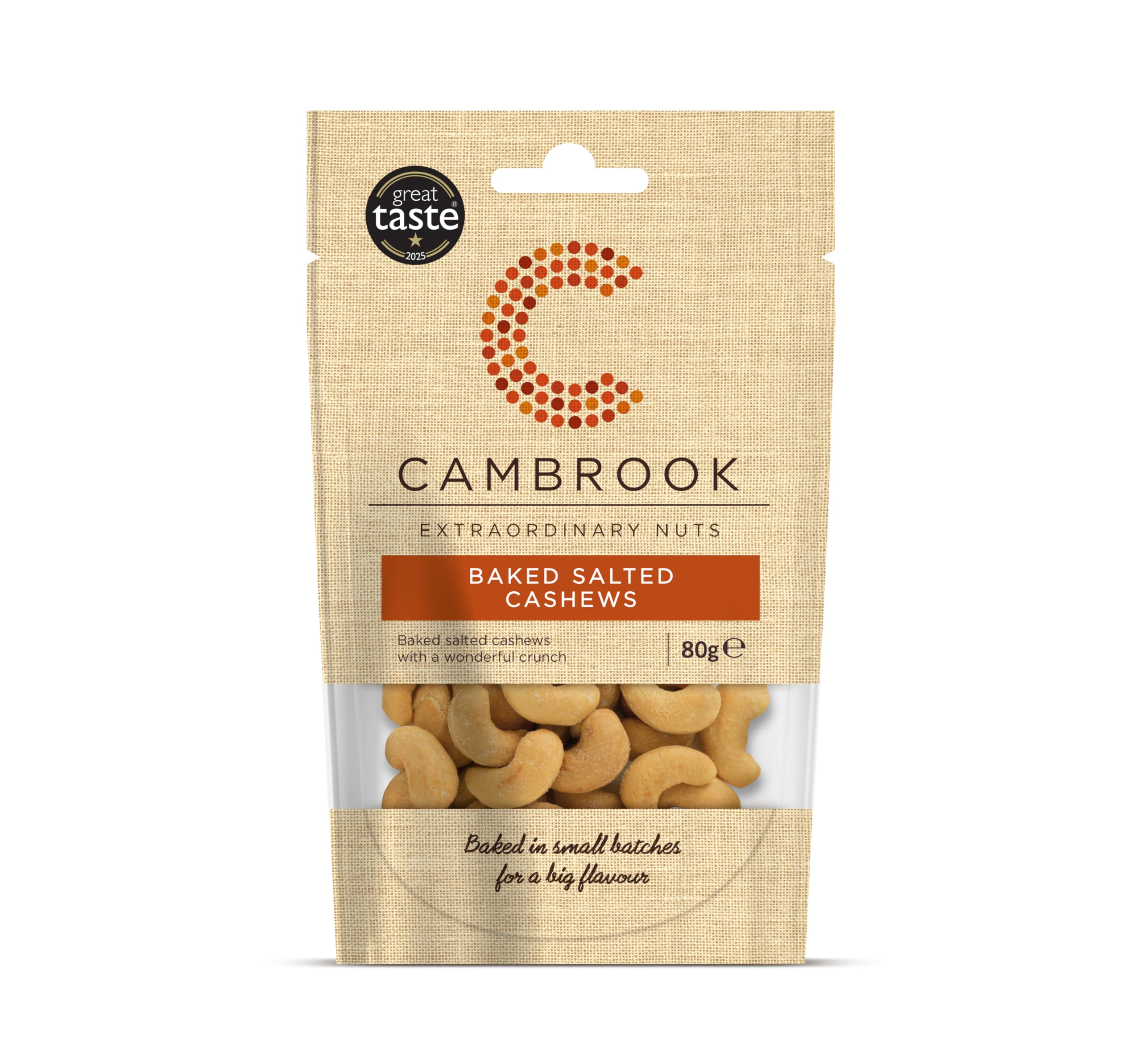 Cambrook - Baked & Salted Cashews, 80g Bag