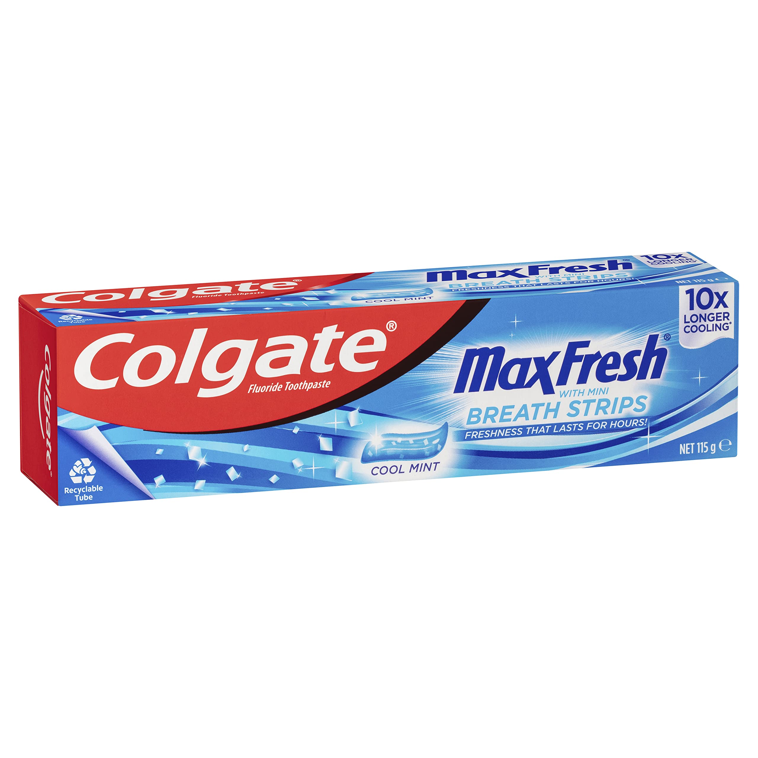 Colgate Max Fresh Toothpaste, Cool Mint, With Mini Breath Strips, Freshness that Lasts for Hours,...