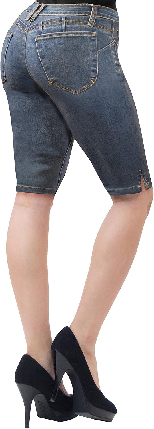Hybrid Womens Ultra Comfy Butt Lift Stretch Bermuda City Shorts with Pockets