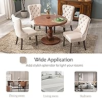 Vista 7 de KCC Juego de 6 sillas de comedor de terciopelo, silla de comedor tapizada de alta gama con respaldo acolchado, anillo de tracción de cabeza de Beige