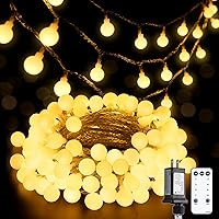 JMEXSUSS 33ft 100 LED Connectable Globe String Lights with Remote, Warm White Fairy Lights for Bedroom Christmas Party Classroom Indoor Outdoor Decor