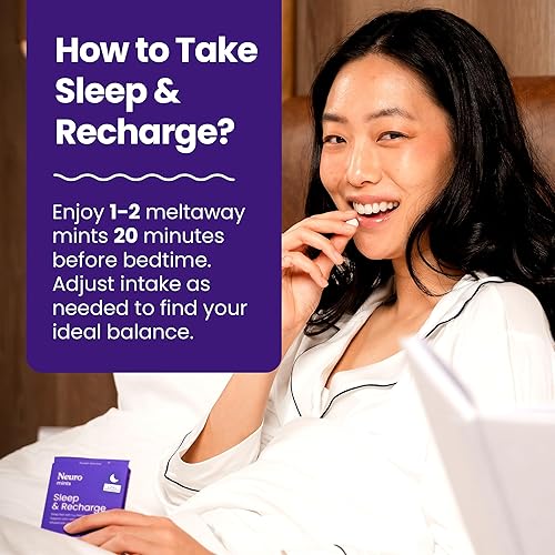 Miniatura 5 de Neuro Melatonina 5mg Sleep & Recharge Mentas (144 piezas)  Mentas sin azúcar de melatonina de disolución rápida con bálsamo de limón y manzanilla