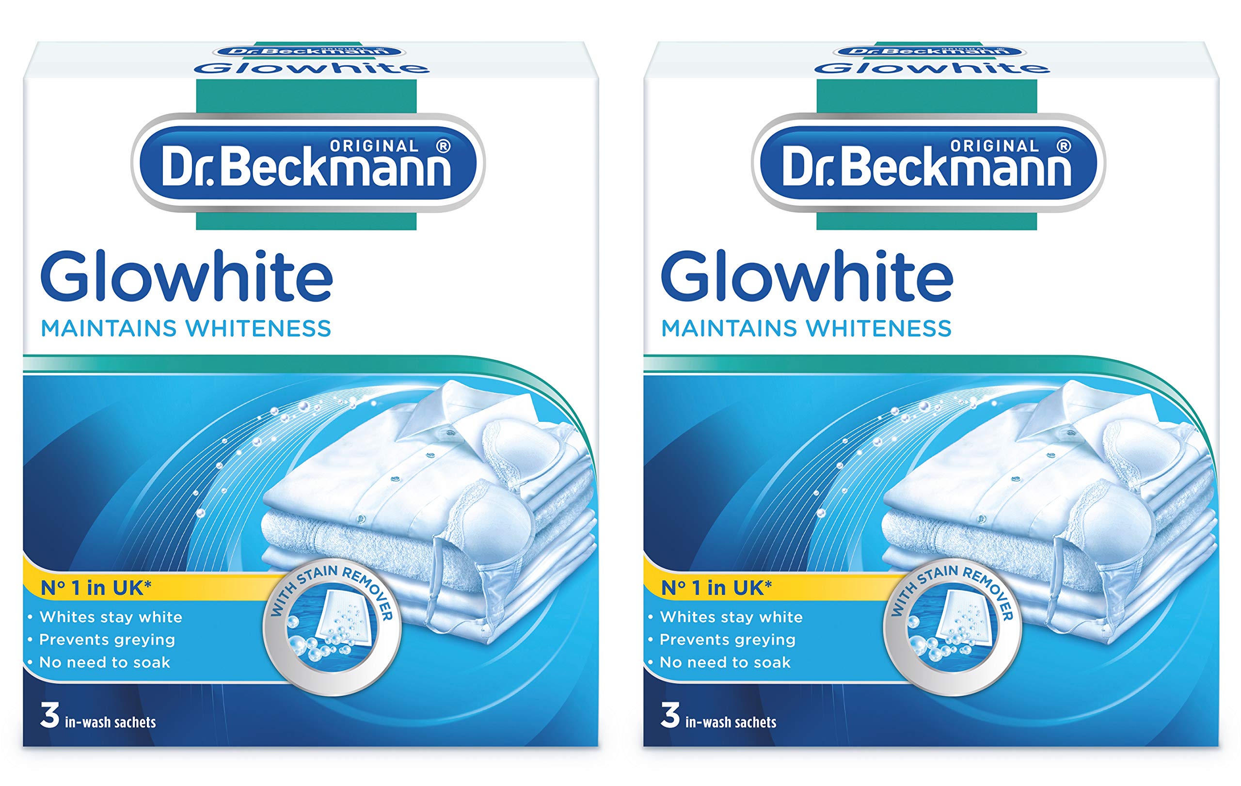 Dr Beckmann Glowhite Fabric Whitener with Stain Remover (3 x 40g Sachets) (2 Packs)
