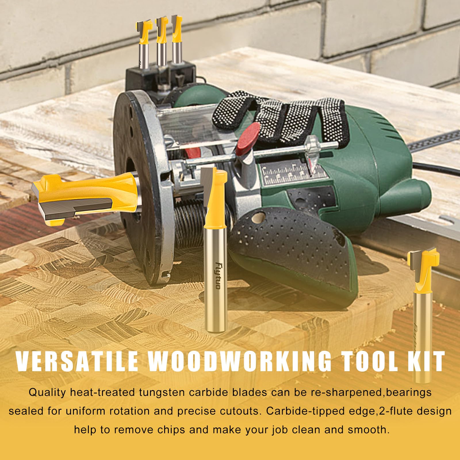 Keyhole Router Bits Set - 3 Pieces, Carbide Blades -6