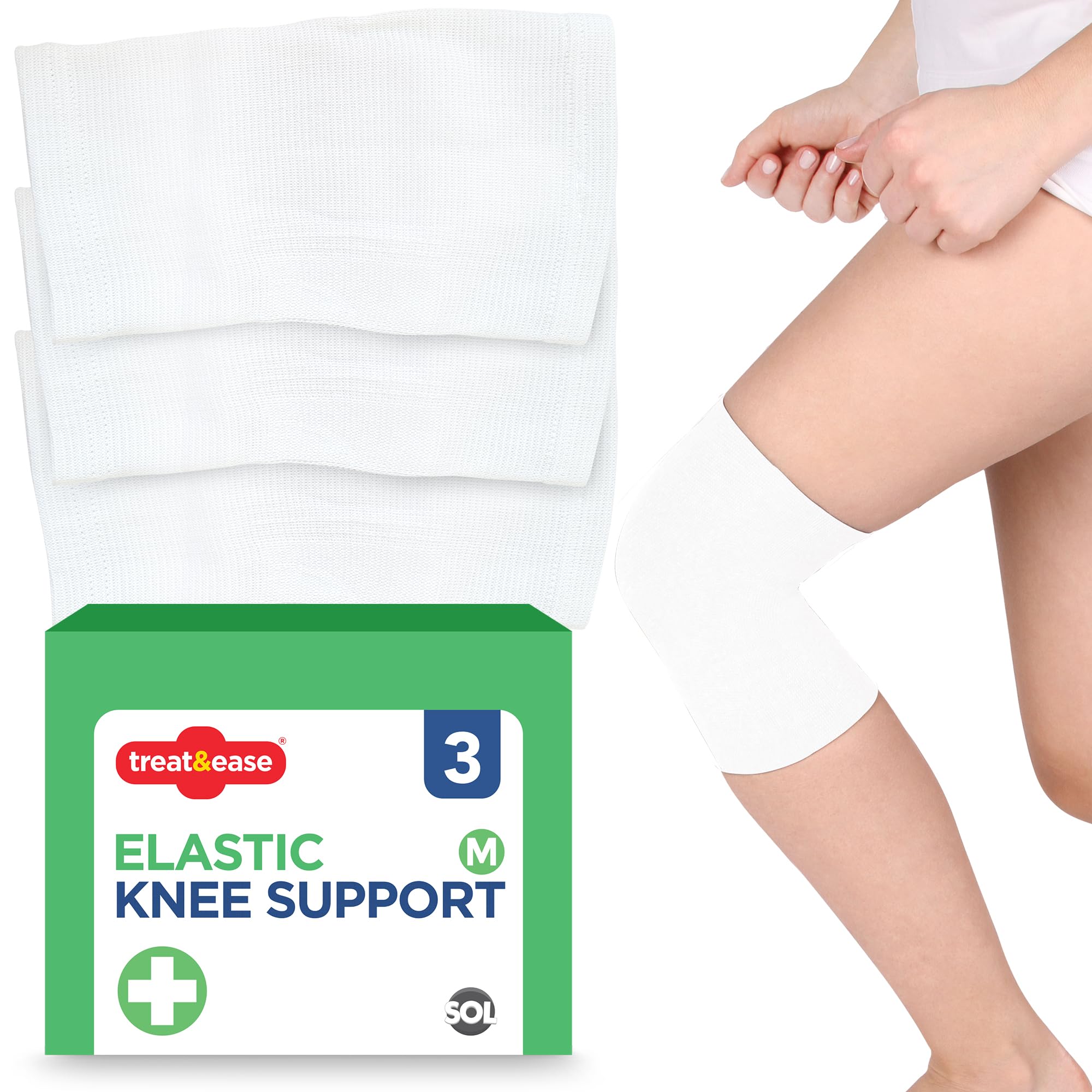 4pk Elastic Knee Support Medium Size - Compression Sleeves for Stability & Comfort - Ideal for Sports, Walking, and Daily Use - Breathable, Durable Neoprene for Men and Women