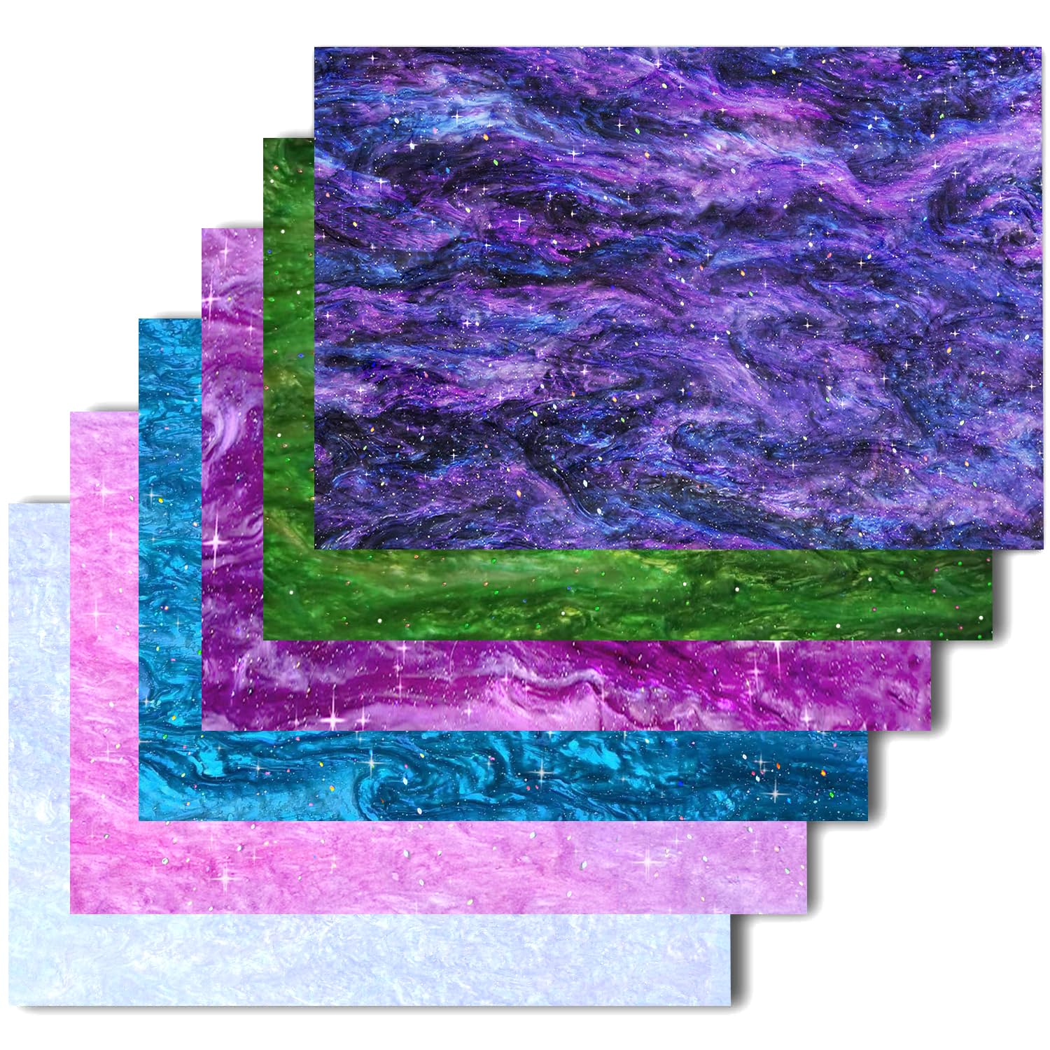 Glitter Acrylic Sheets - 6 Colors, Nebula Swirls -7