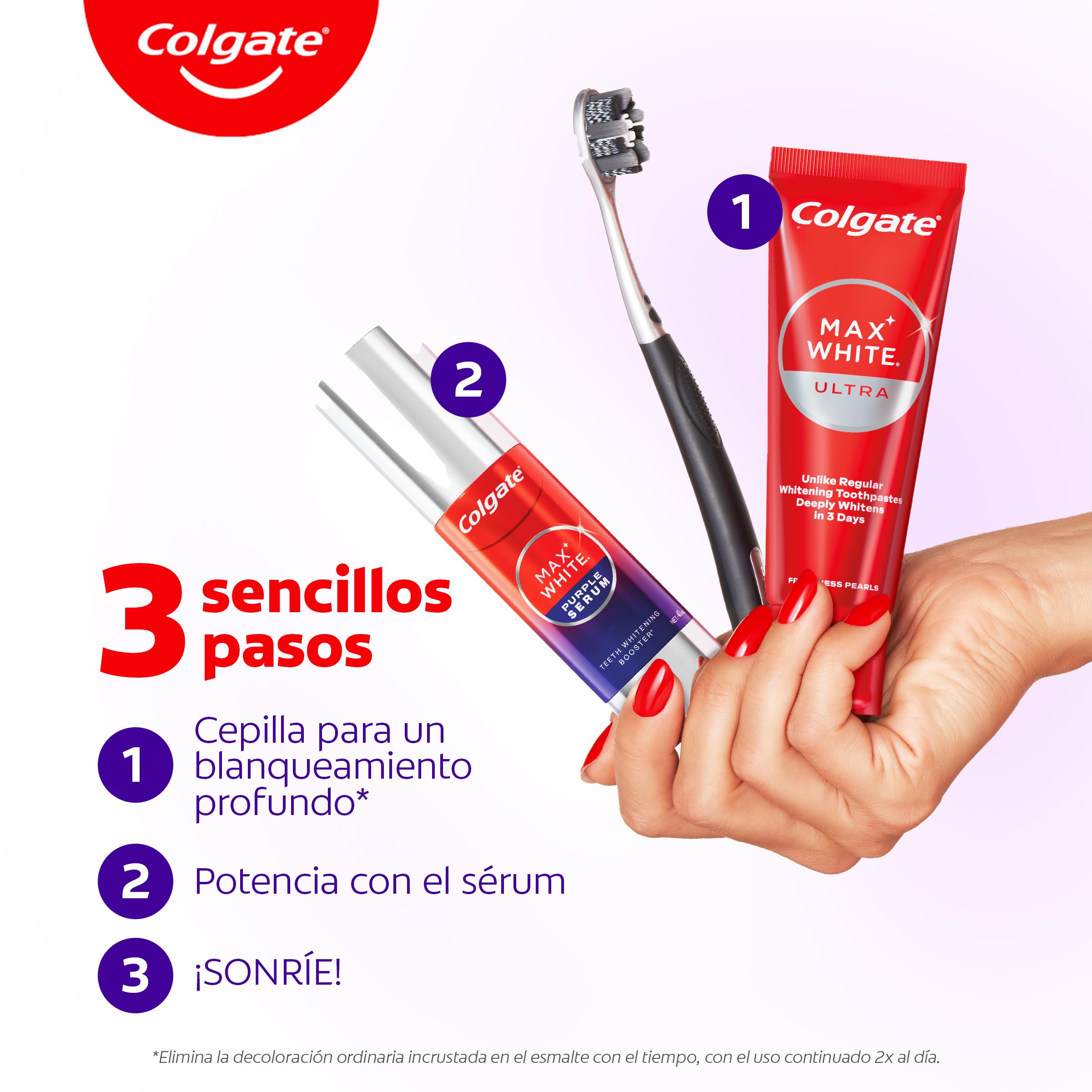 Colgate Max White Sérum Morado 40ml, Blanqueador Dental Instantáneo sin Flúor, Blanquea Instantáneamente, Fórmula de Doble Acción para Corrección del Color y Resultados Blanqueadores Duraderos — view 6