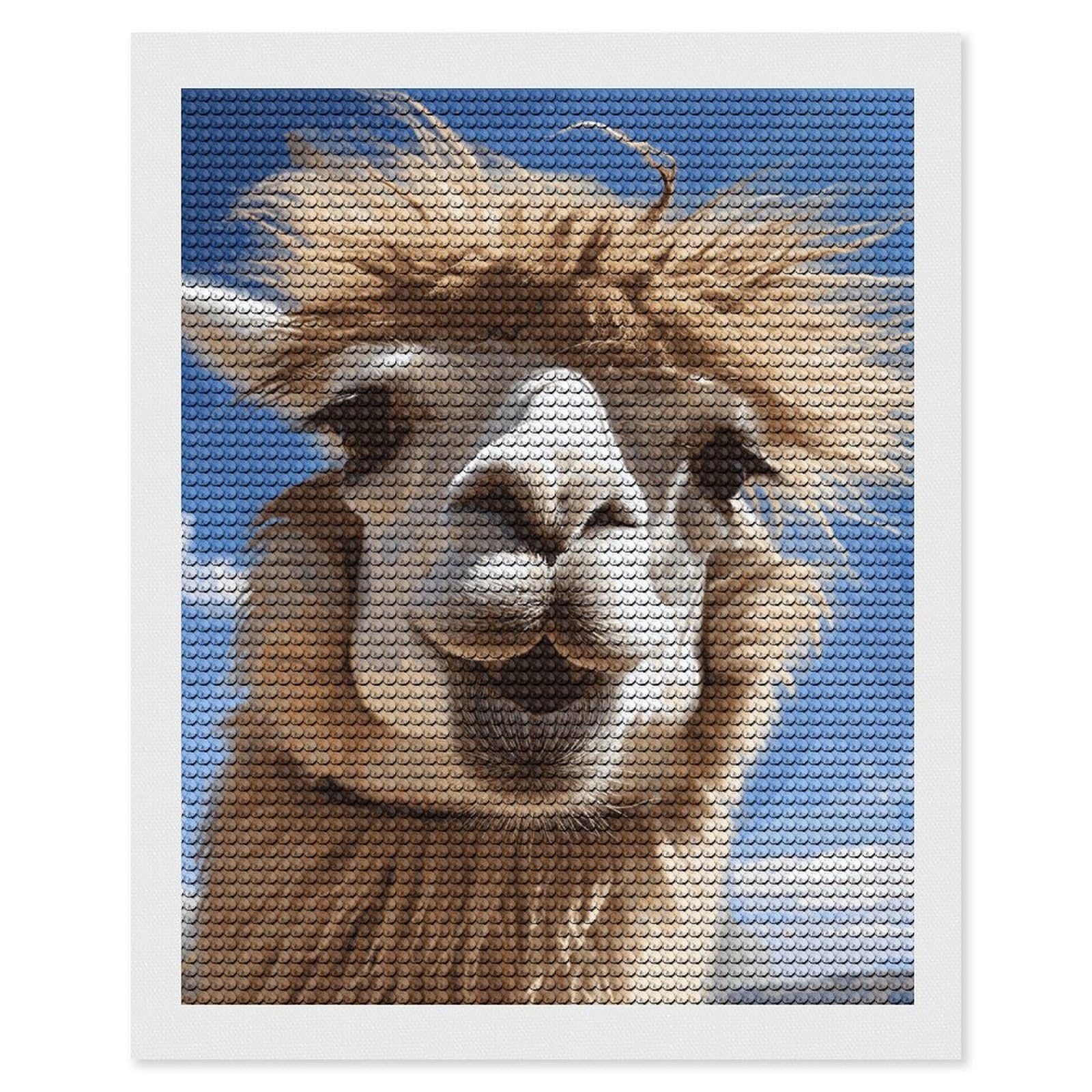 DWVTSLH Funny Alpaca Llama Diamond Painting Kits for Adults, Personalized Diamond Photo Art Full Drill, DIY 5D Diamond Art Painting Kits for Beginners, Home Wall Decor 16"x20"