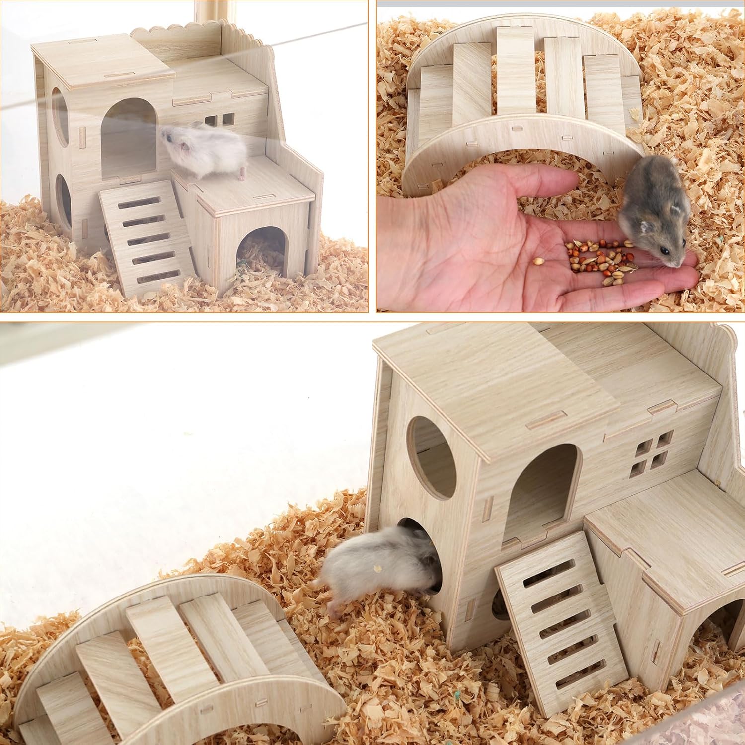 31inch Hamster cage Wooden with Acrylic, Dwarf Hamster cage, Small Animal Habitat with Openable Top, Mouse cage for Guinea Pigs, Chinchillas, Gerbil, Syrian Hamster (31inch)