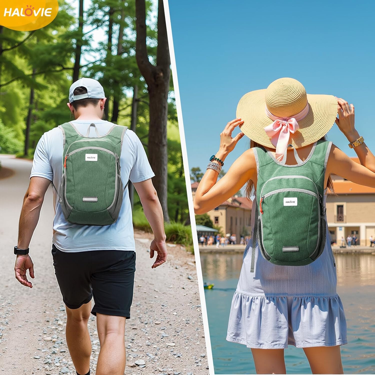 HALOVIE Small Hiking Backpack 10L Packable Lightweight Daypack Foldable Travel Back Pack for Women Men(Green) - Image 6