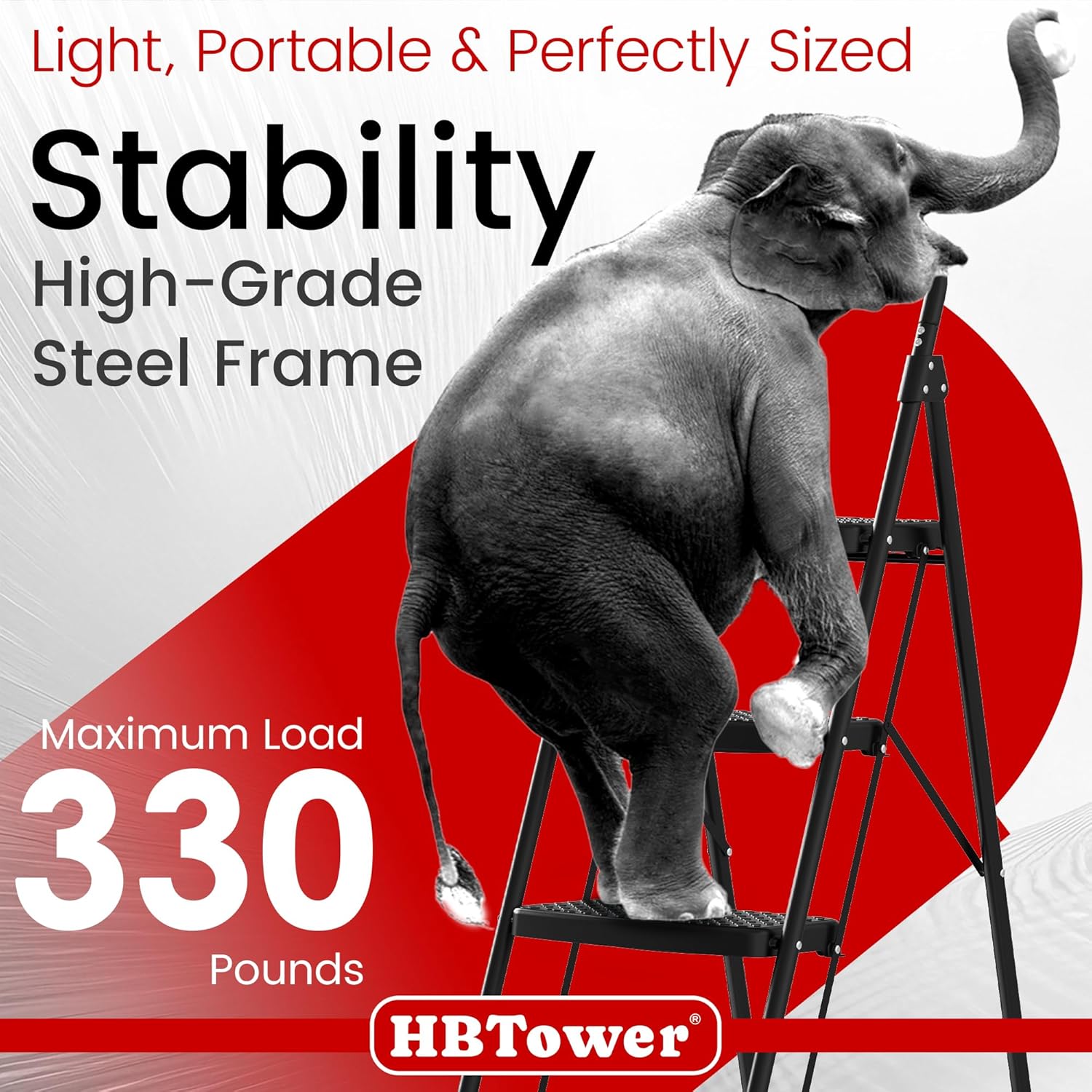 HBTower 4 Step Ladder, Step Stool Foldable with Wide Anti-Slip Pedal, Sturdy Steel Ladders for Home Adults Kitchen