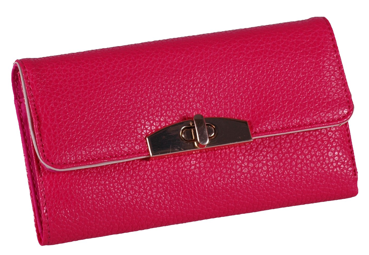 Eyecatch Women's Fushia - Faux Leather Flap Over Lock Purse