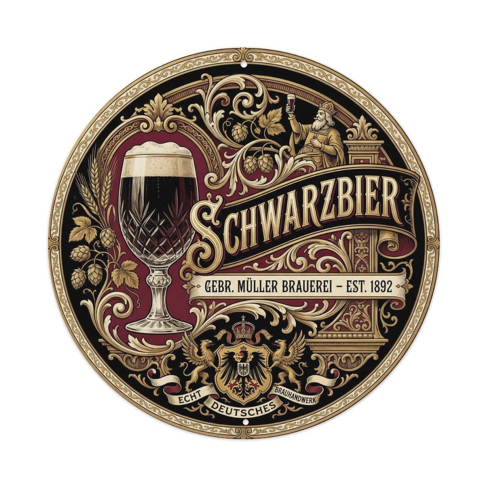 Schwarzbier German Brew House Foam Mug Traditional Metal Tin Sign