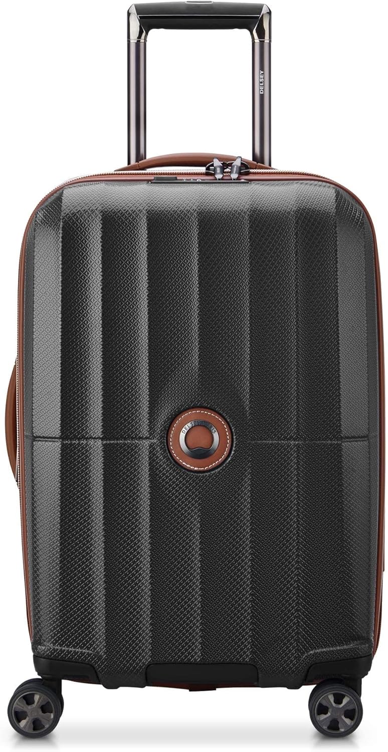 DELSEY Paris St. Tropez Hardside Expandable Luggage with Spinner Wheels, Black, Checked-Medium 24 Inch Checked-Medium 24 Inch Black