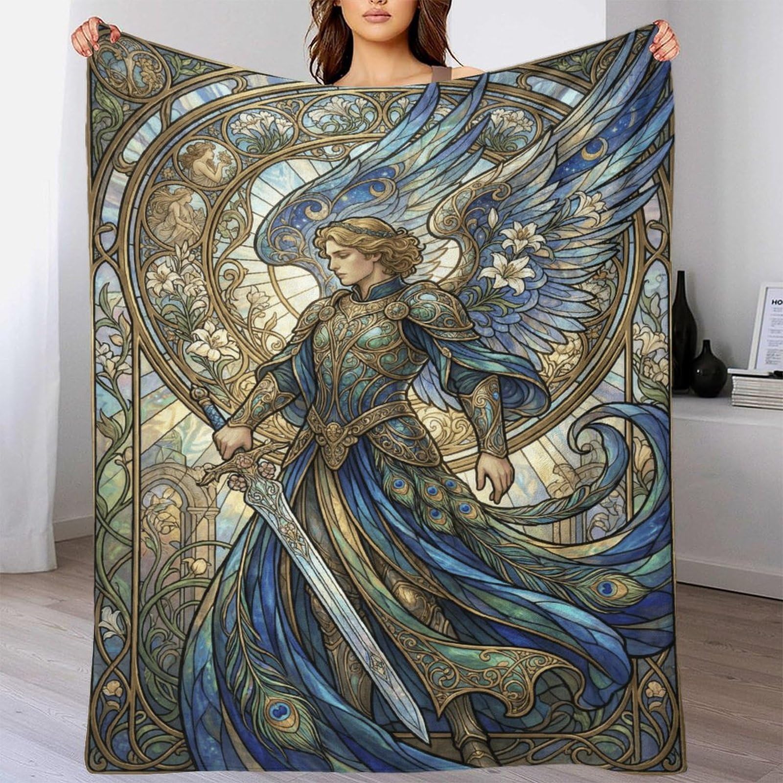 W7C8U2X3 Art Nouveau Mucha Archangel for Warm Throw Blanket, Guest Bed Room