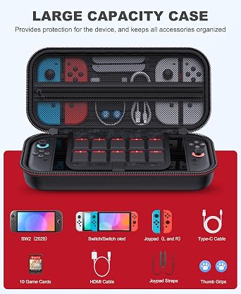 Spican Switch 2 Case Compatible with Nintendo Switch 2 (2025) and Switch/OLED, Switch Travel Carrying Case Hard Shell Protective Cases