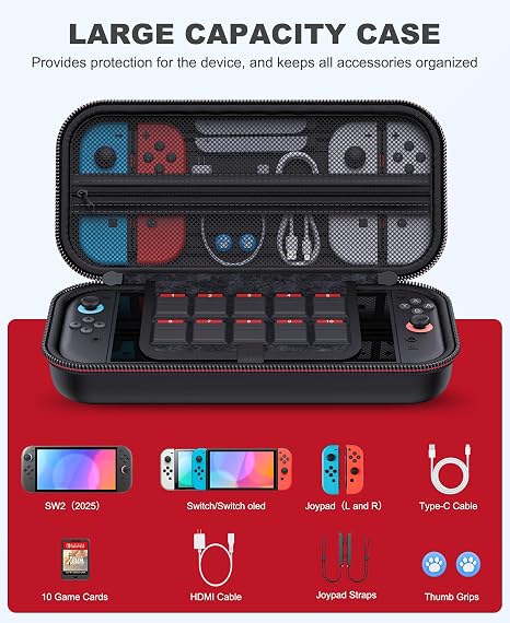 Spican Switch 2 Case Compatible with Nintendo Switch 2 (2025) and Switch/OLED, Switch Travel Carrying Case Hard Shell Protective Cases