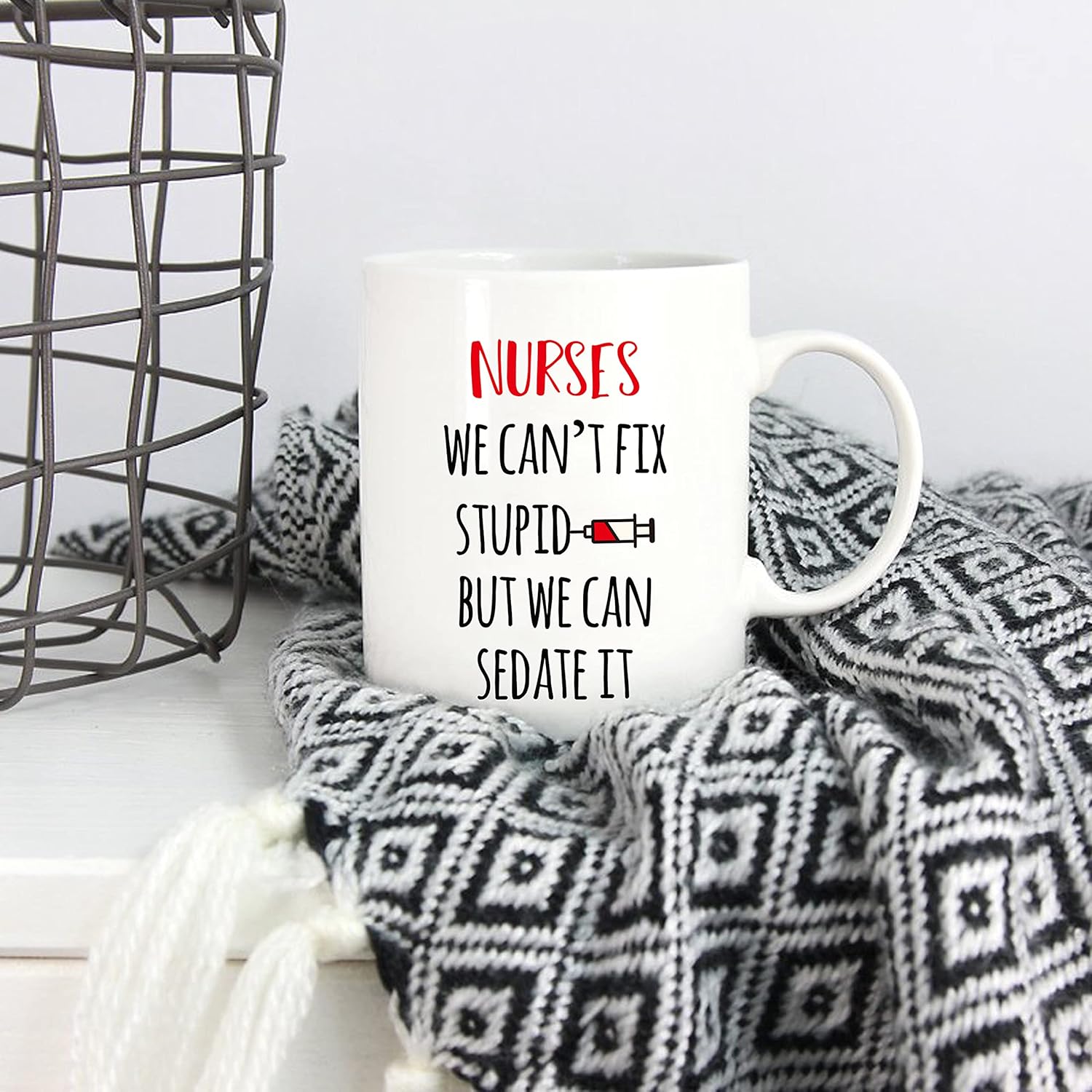 5Aup Christmas Gifts Funny Nurse Coffee Mug, Nurses We Can't Fix S But We Can Sedate It Cups 11 Oz, Unique Nurses' Day Gifts for Nurse - Image 5