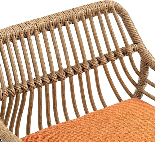 Miniatura 9 de Juego de 2 taburetes de bar giratorios de altura de mostrador, silla de bar retro de ratán de polietileno, taburetes de bar tapizados con reposapiés