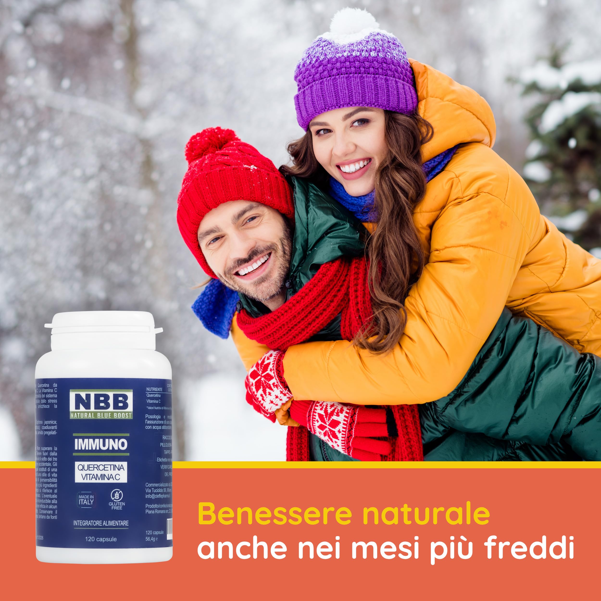 NBB Quercetina e Vitamina C - 120 Capsule - Alto Dosaggio - Integratore per Difese Immunitarie adulti, Antiossidante - Made in Italy - 4 Mesi di Trattamento