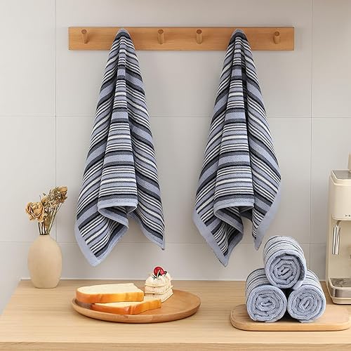 Miniatura 38 de SALAS Toallas de cocina de algodón prémium para secar platos, toallas de mano grandes y largas de 390 GMS, juego de toallas gruesas y altamente