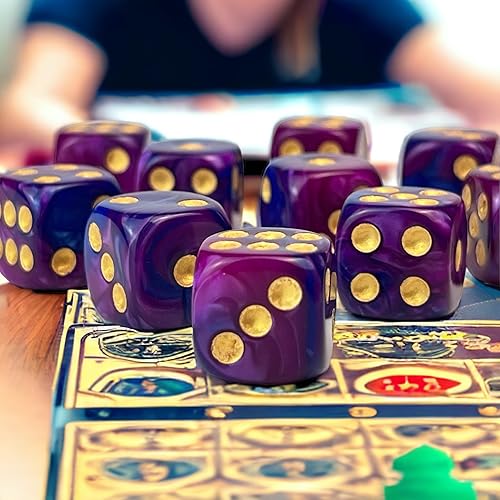 Vista 14 de Luck Lab Paquete de 10 dados D6 – Dados acrílicos para juegos de mesa y juegos de mesa RPG MTG DND (perla morado)