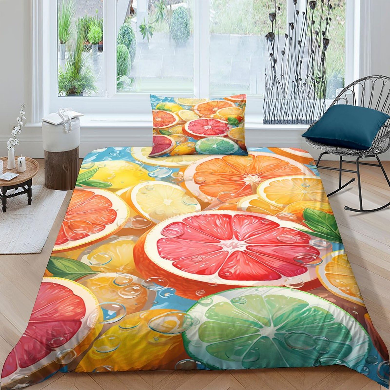 Housse de couette facile d'entretien 135x200 cm Tangerine anti-froissement