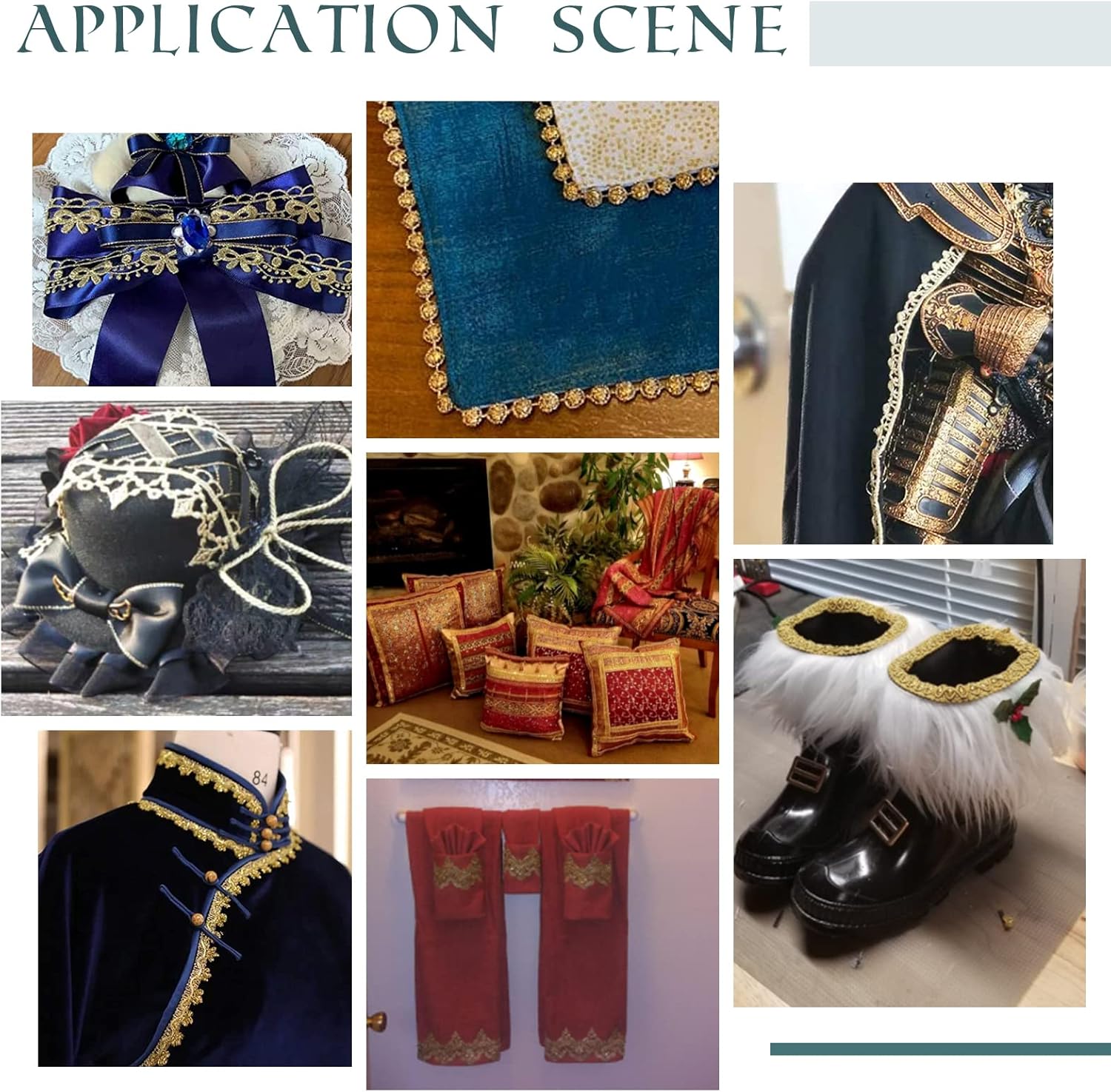 PH PandaHall 21.8 Yards Gimp Braid Trim 14mm/0.5" Shiny Lurex Trim Gold Decorative Fabric Ribbon Metallic Braid Lace Trim for Costume DIY Sewing Craft Embellishment Upholstery Home Decor