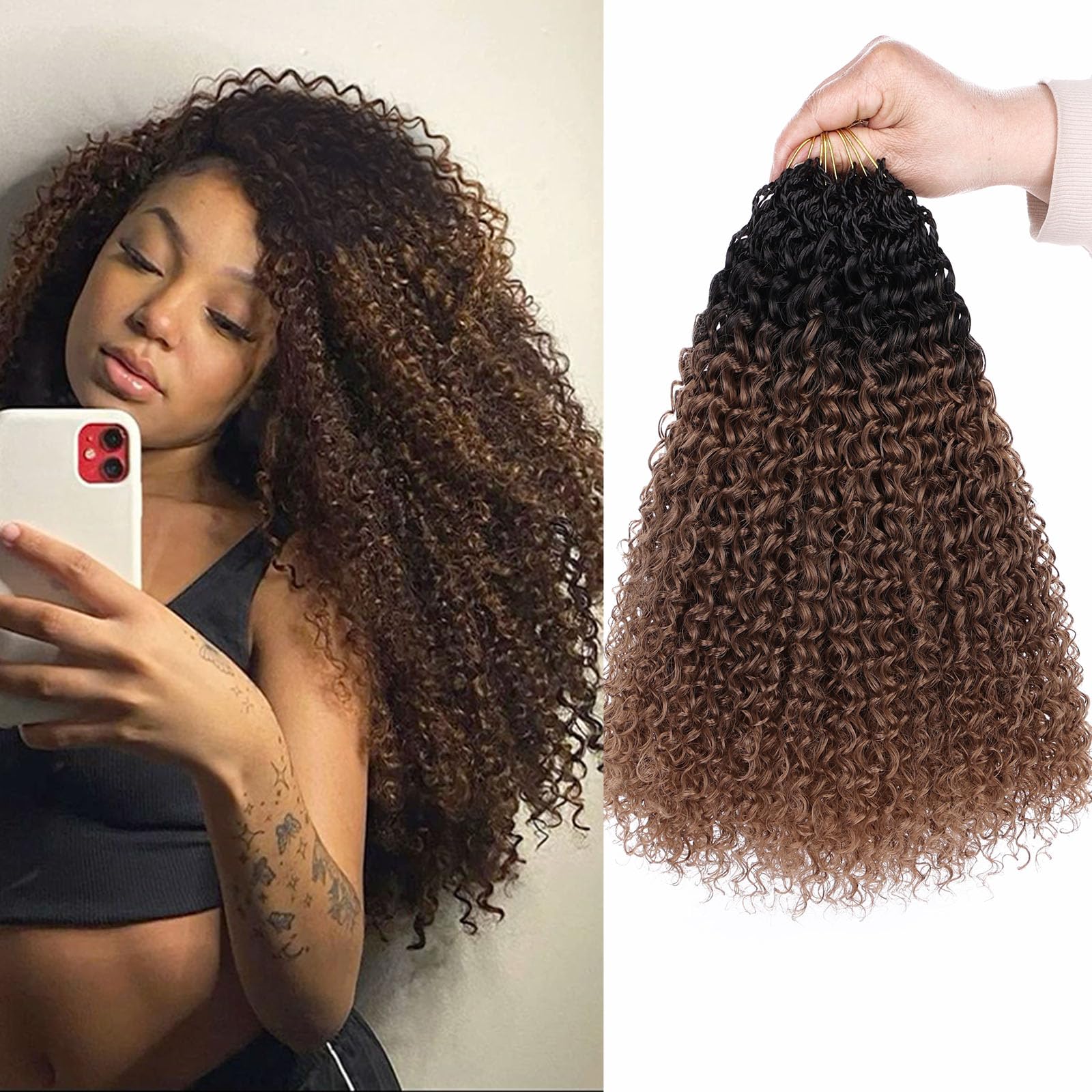 Samtress 12 Inch Pre Looped Micro Curly Twist Crochet Hair 8 Packs Curly Crochet Hair Synthetic for Black Women Yanky Twist Crochet Hair Extensions (#RS30)
