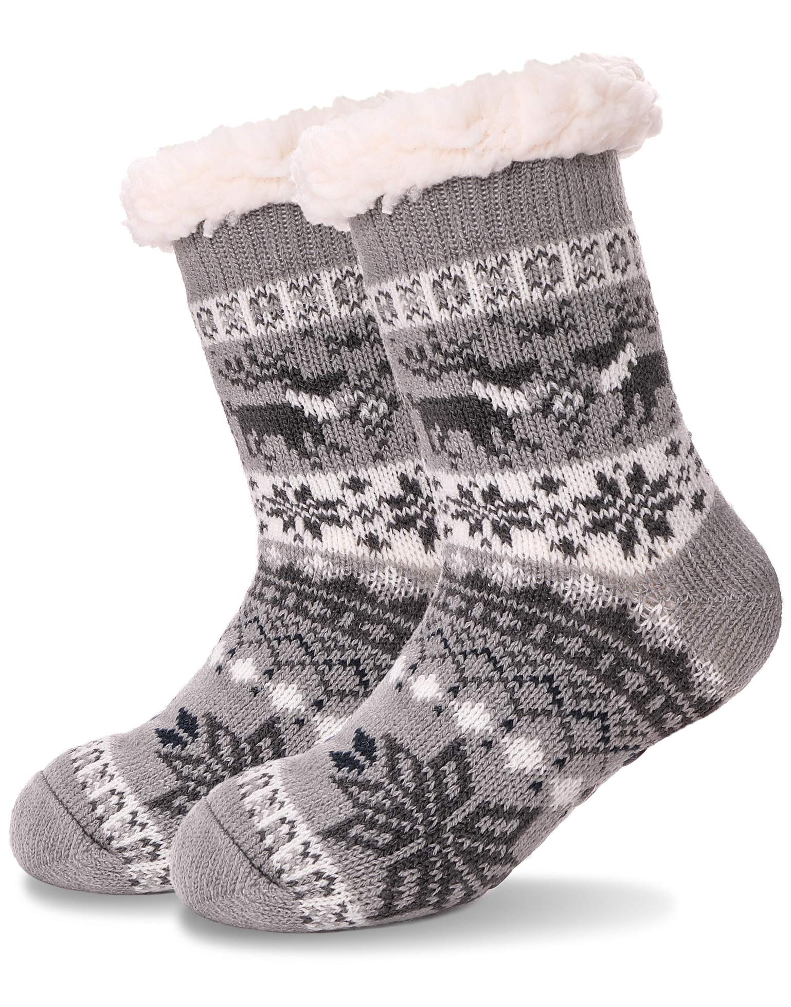 MOGGEI Girls Slipper Fuzzy Socks Kids Boys Fluffy Fleece Lined Warm Plush Sherpa Winter Child Home Socks