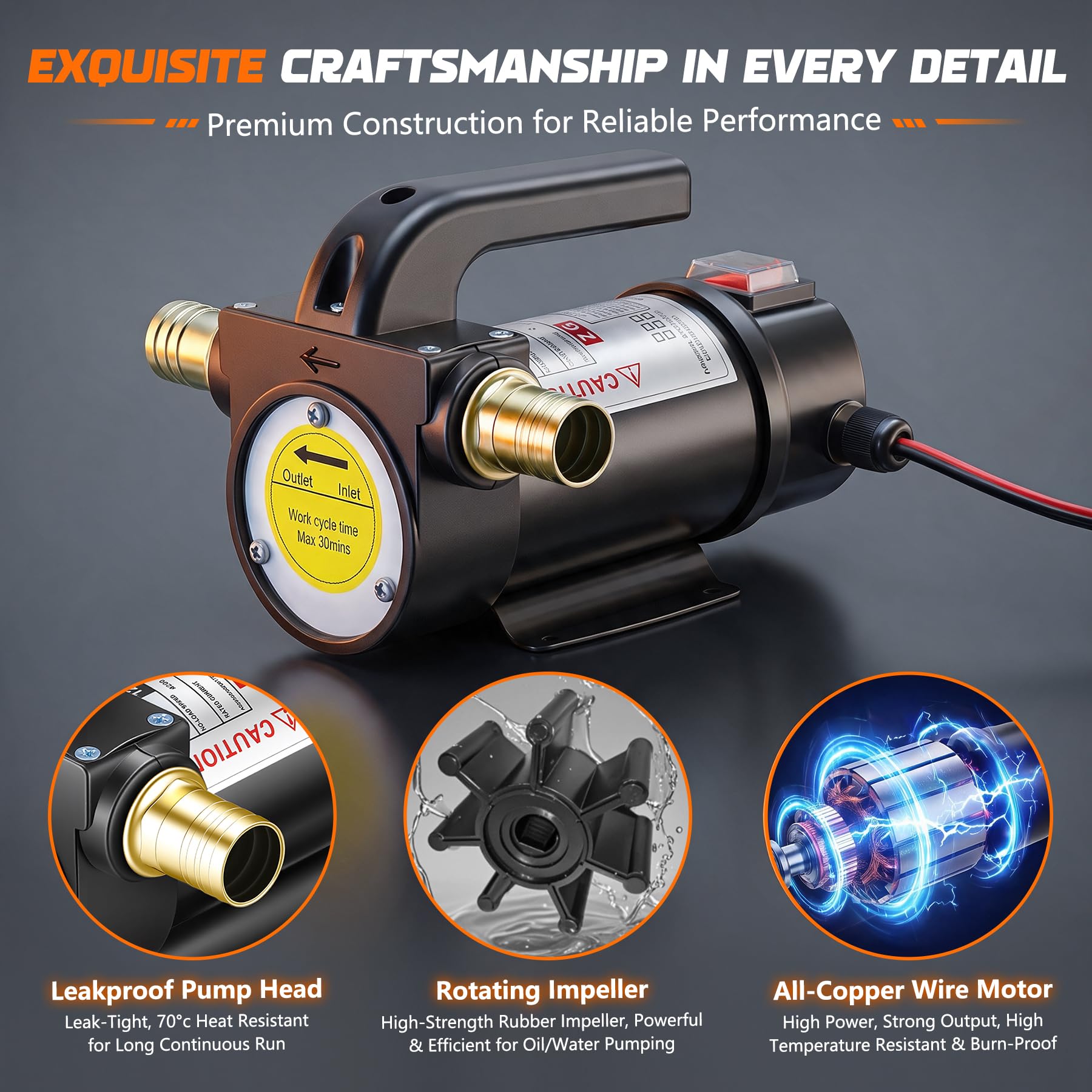 12/24V 200W Pompe à Huile Diesel, Pompe Vidange Huile Moteur, Pompe a Carburant, Pompe De Changement D’huile Moteur Pour Voiture RV Moto Bateau