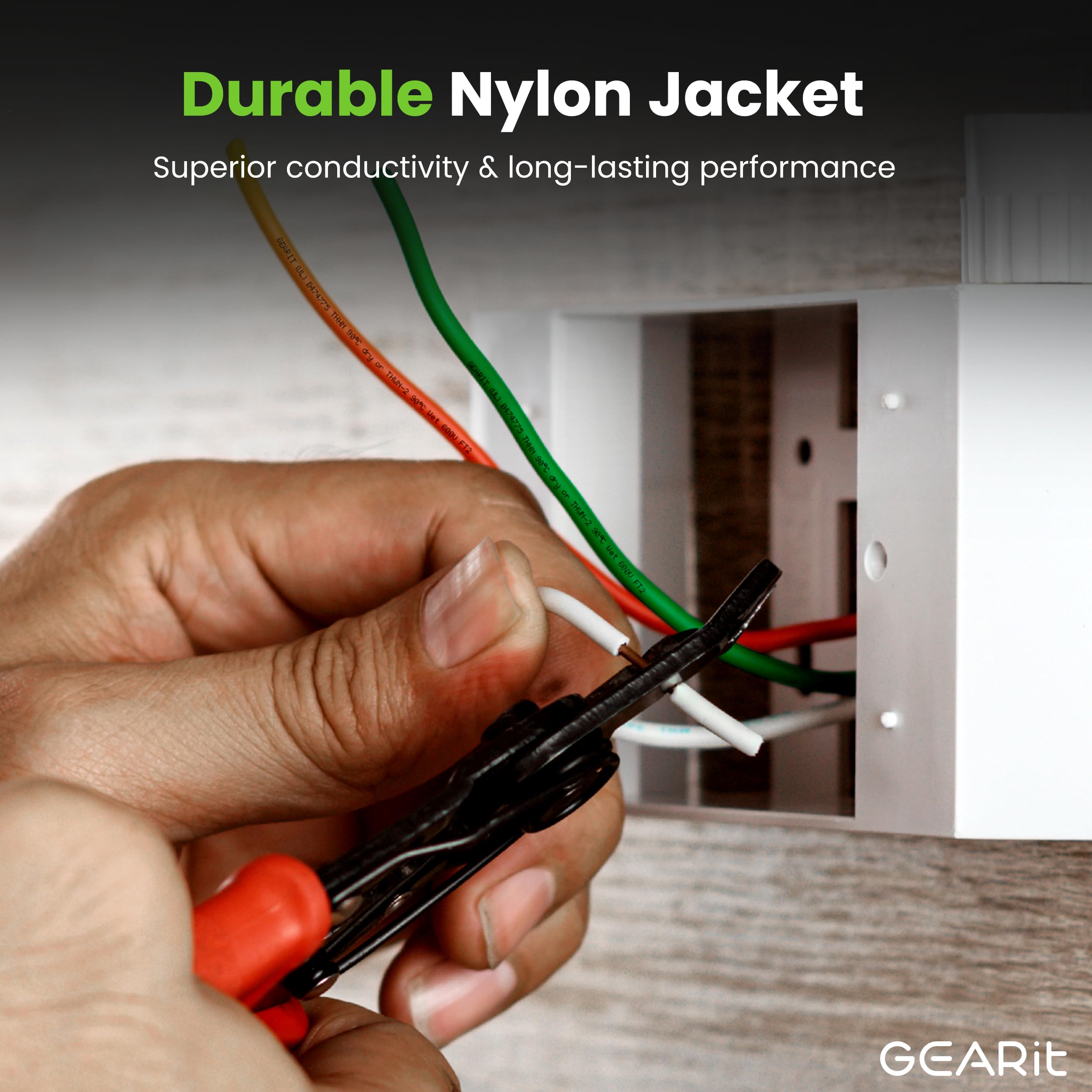 GEARit Cable THHN trenzado (calibre 10, 150 pies) 100% OFC, cable eléctrico para construcción, clasificado para hasta 600 voltios, conductor único, cubierta de nailon, certificación UL/RoHs, rojo, 150