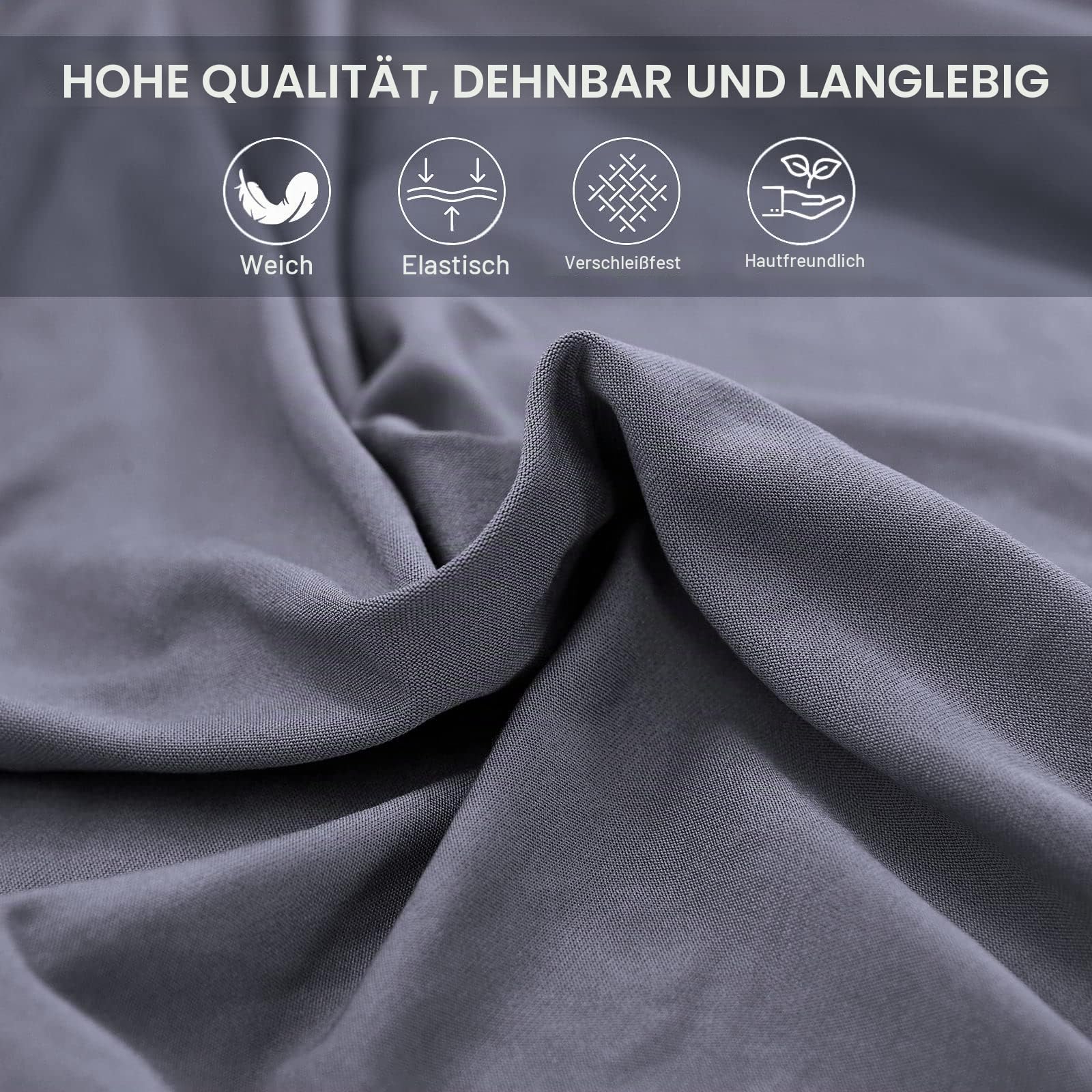 ele ELEOPTION Sofa Überwürfe Sofabezug Stretch elastische Sofahusse Sofa Abdeckung in Verschiedene Größe und Farbe (3 Sitzer für Sofalänge 170-220cm, Grau) LSL-111-0336@A