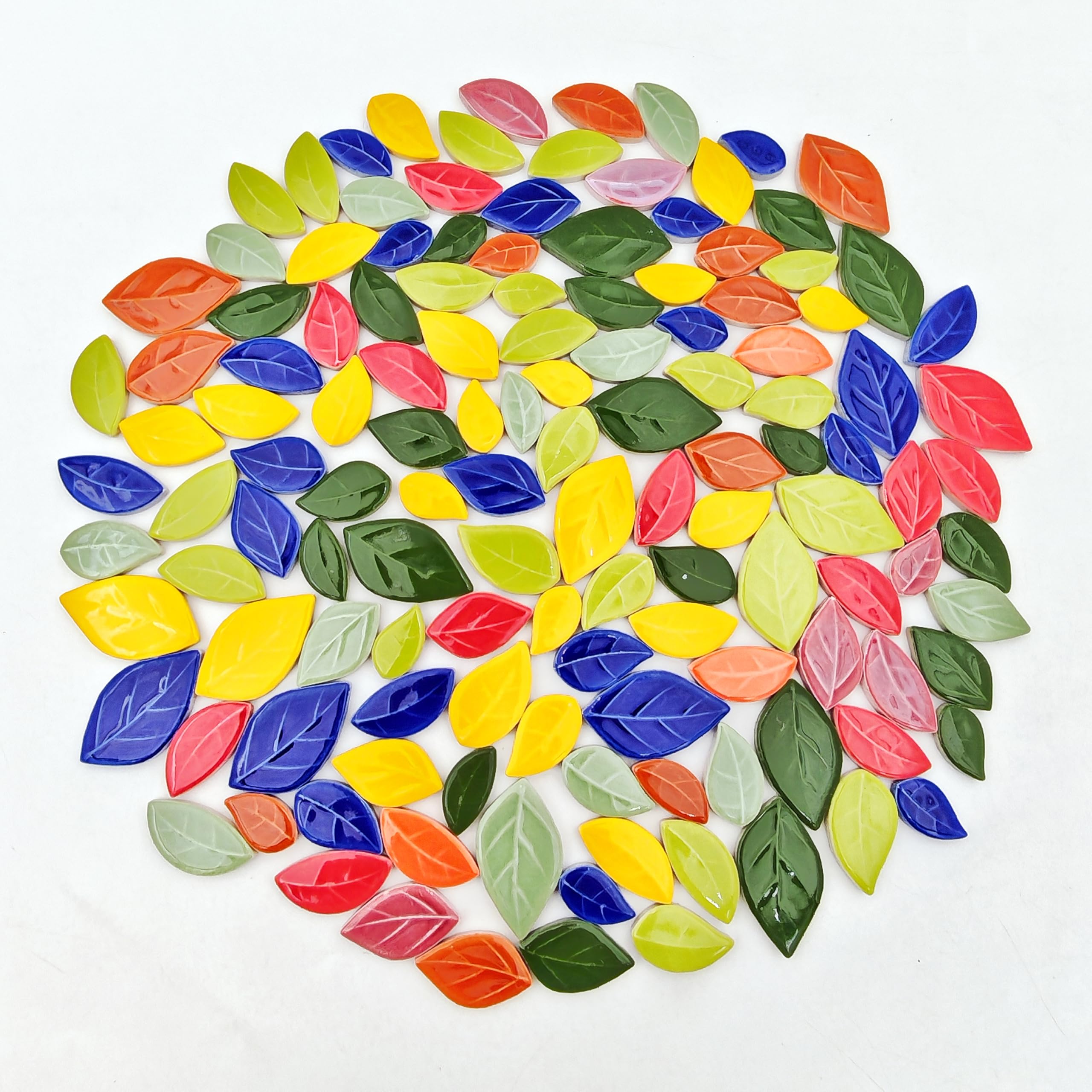 500g/1.1lb Leaf-Shaped Ceramic Mosaic Tiles,Ceramic Mosaic Pieces for Crafts,Home Decoration or DIY Crafts,Mosaic Making Supplies. (Mixed Color)
