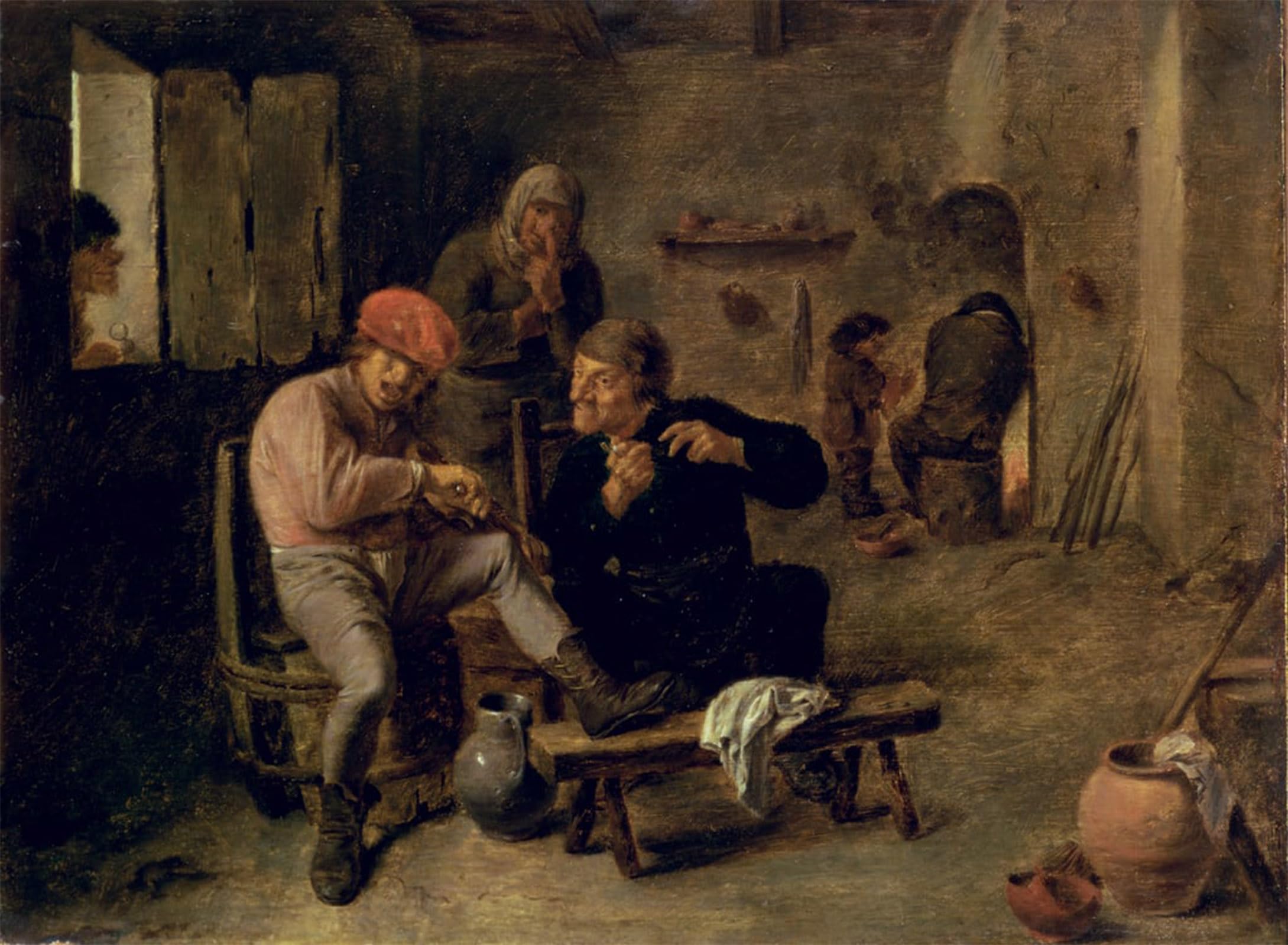 ARTXLXXBN Famous Painting Canvas Artwork Graffiti Print Tavern Scene or the Village Fiddler by Adriaen Brouwer Portrait Canvas Image for Home Decor 60x90cm
