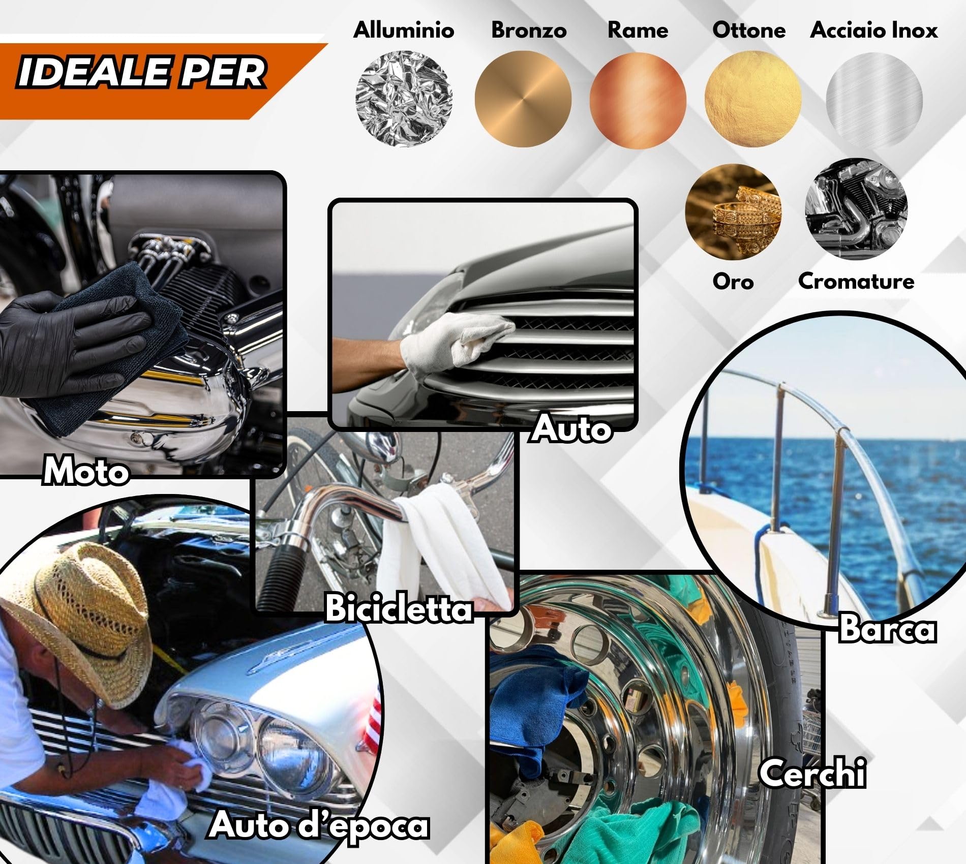 Lux Metal - Metal Polish Lucidante S. Fine "C" 250 GR Pasta abrasiva lucidatura metalli acciaio inox alluminio ottone bronzo rame ossidazioni effetto specchio cromature auto carrozzeria (250 Gr)