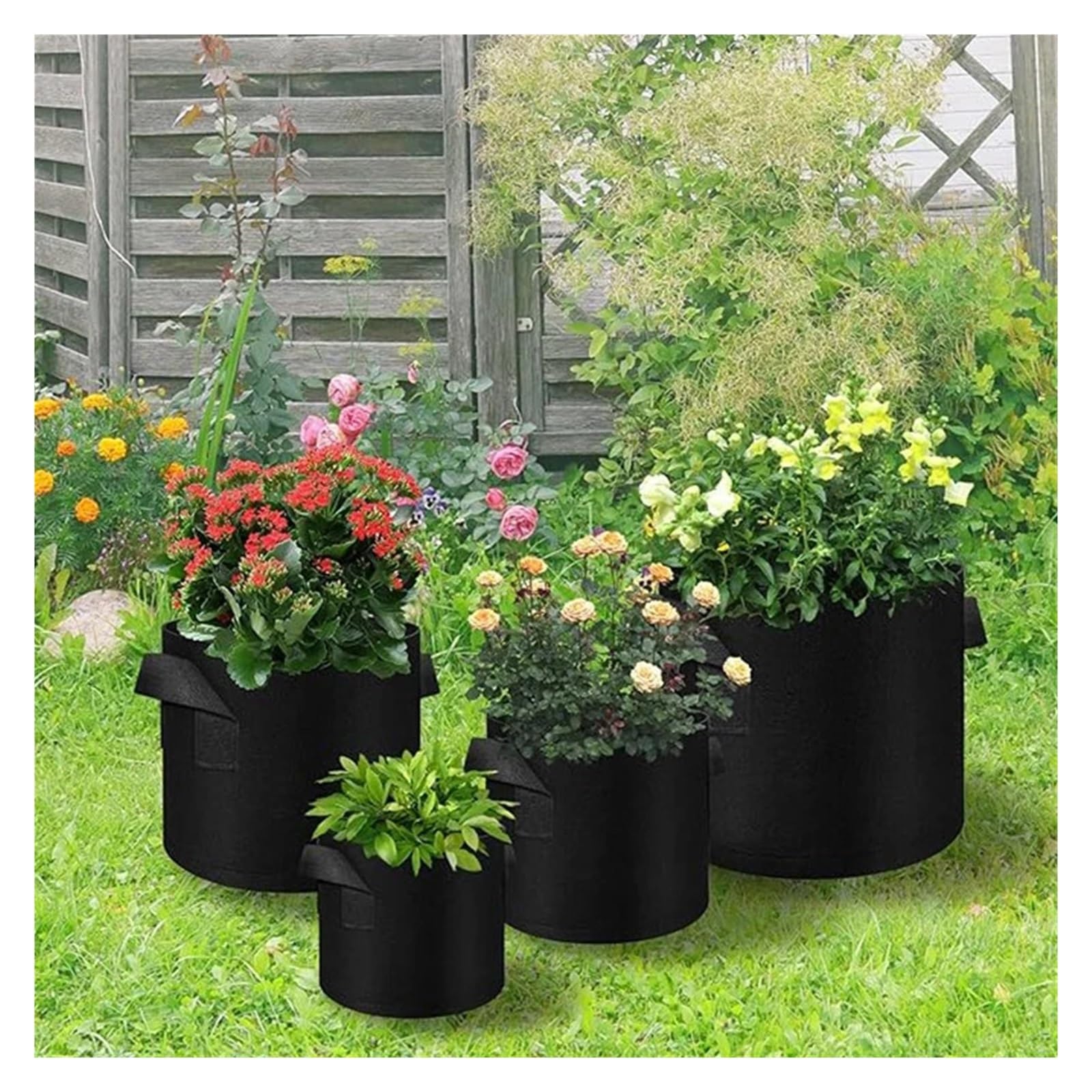 Generico 3 PZ 9 Formati Borse for Coltivazione in Tessuto Verdure/Fiori/Piante Vasi for Piante in Non Addensato con Manici Forniture da Giardino(25 Gallon 60x35cm)