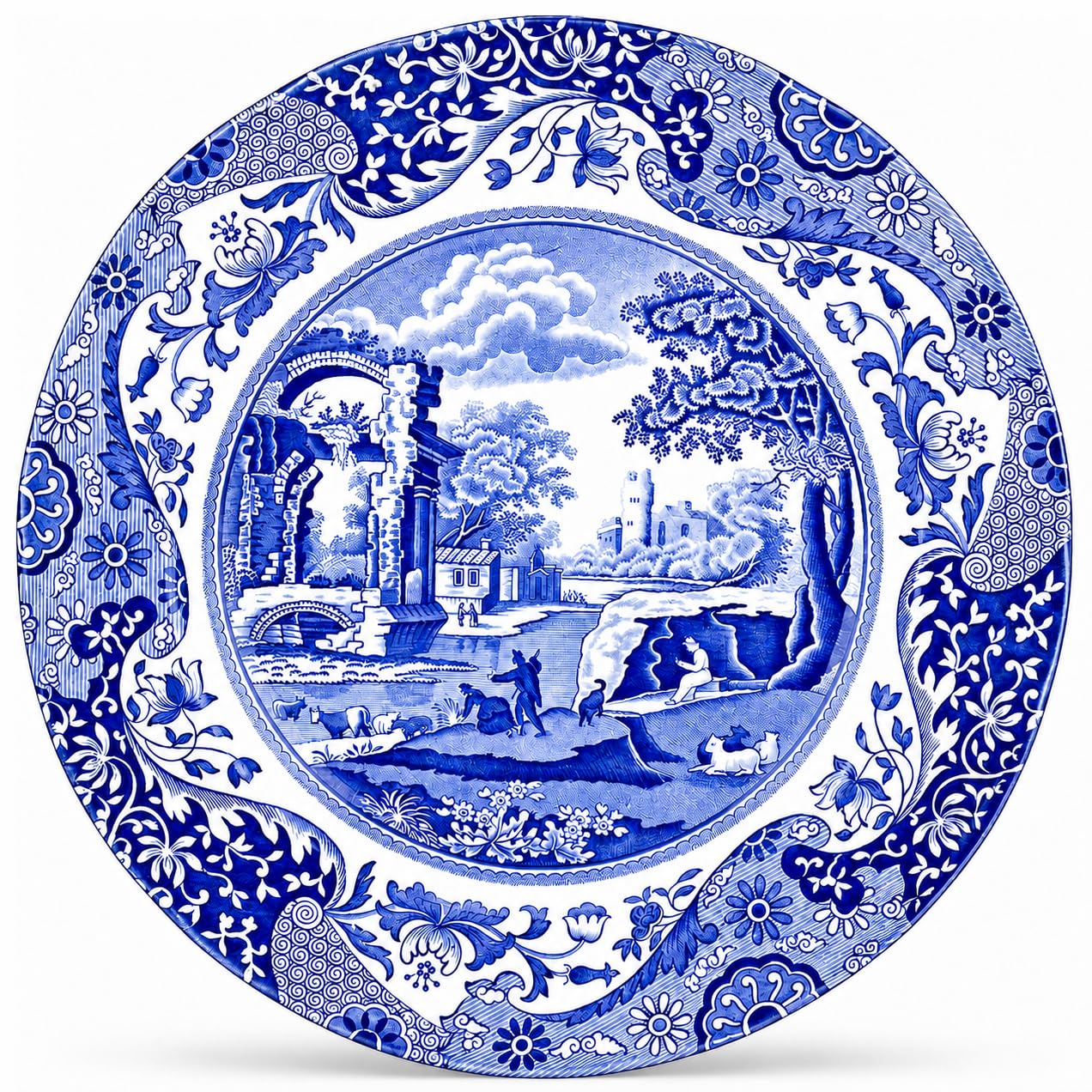 Spode Blue Italian 10.5-Inch Decorative Dining Tray - Porcelain Underplate with Refined B…
