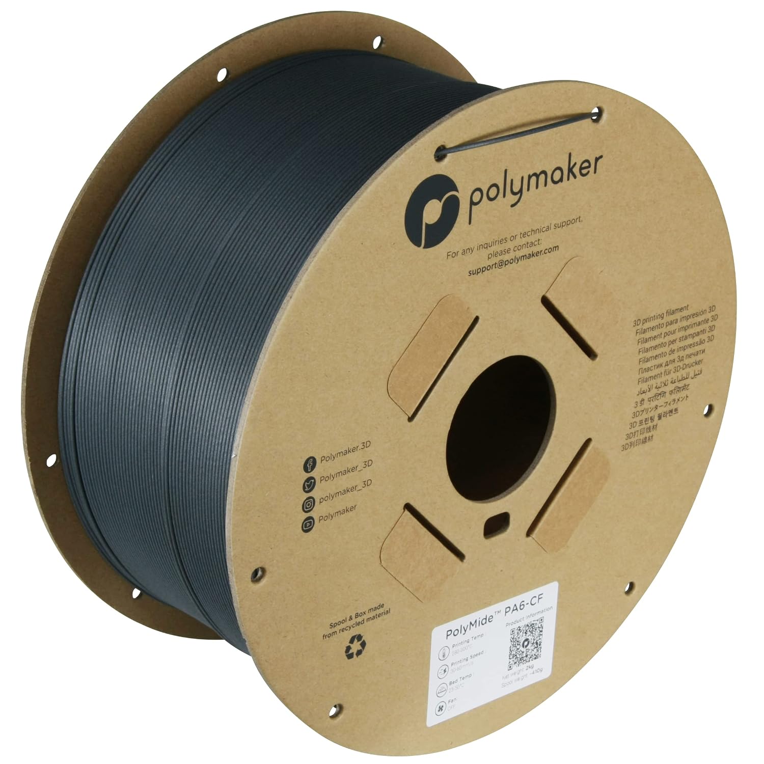 Polymaker PA6-CF Nylon Filament 1.75 Black, 2kg Carbon Fiber Nylon Filament 1.75mm, Cardboard Spool - PolyMide PA6-CF Warp... - Review, Price and Buying Guide