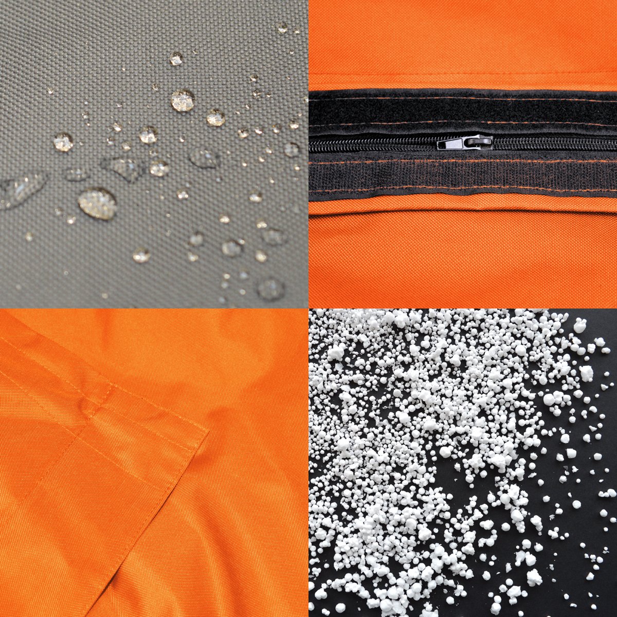 Kinzler S-10026/09 XXL Riesensitzsack, 140x180 cm, Sitzsack Outdoor Indoor, in vielen verschiedenen Farben, mit Innensack, orange