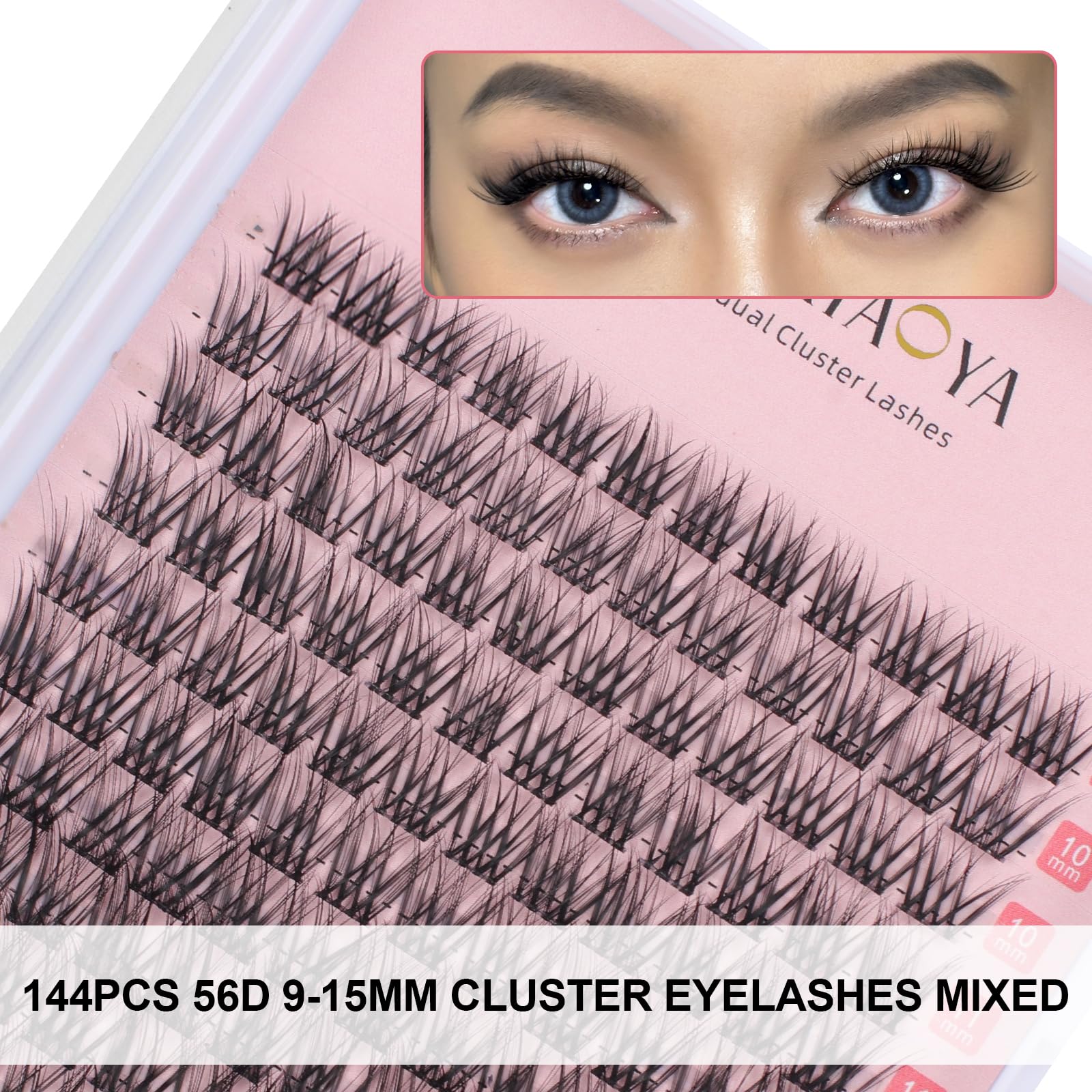 LYMYBETY 168Pcs Individual Eyelashes Kit D Curl 10-18mm Lash Clusters with Lash Bond & Seal & Remover &Tweezers DIY Eyelash Extensions for DIY at Home (D04 KIT - Image 2
