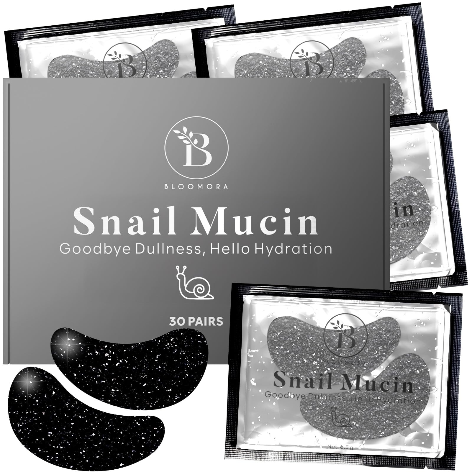 Augenpads Gegen Augenringe (30 Paare), Eye Pads mit Snail Mucin & Augenpads Hyaluron, Eye Patches zur Augenringe Entfernen, Under Eye Patches für zur Hydratation, Augenpads gegen Tränensäcke, Eye Mask