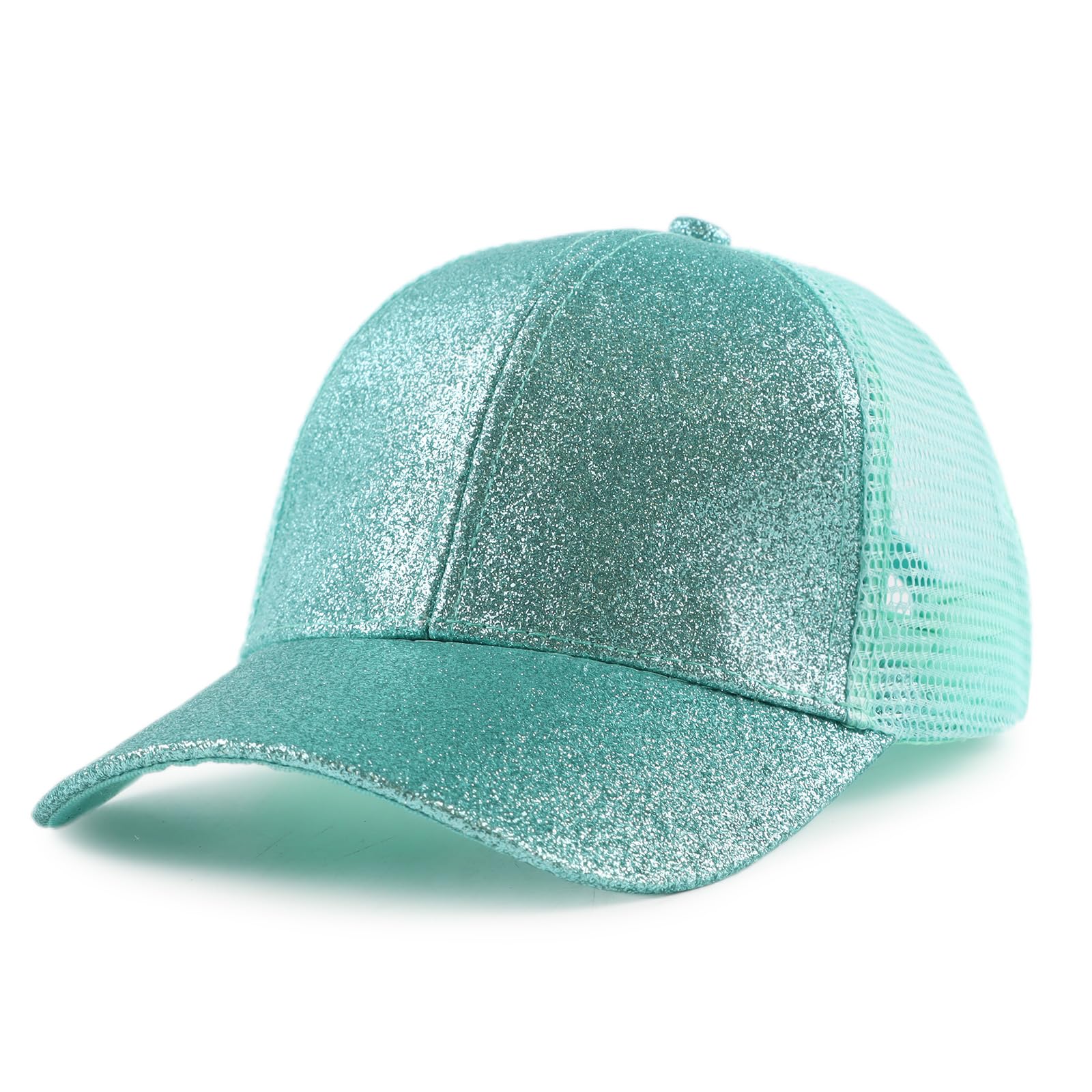 Toddler Girl Baseball Cap Little Girls Glitter Ponytail Hats Kids Adjustable Caps Sparkly Mesh Trucker Hats