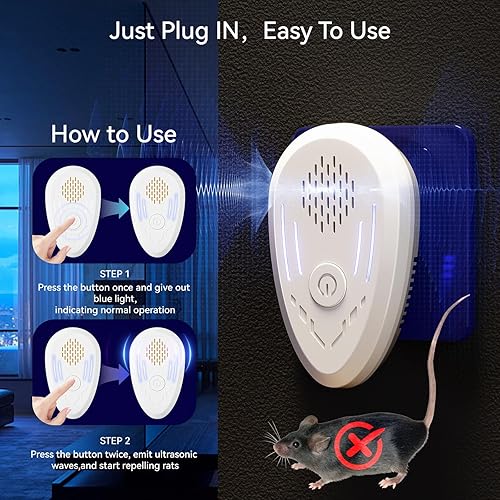 Miniatura 3 de Repelente ultrasónico de plagas para interiores, paquete de 6 unidades, repelente ultrasónico para roedores, ratones, ratones, insectos, arañas,