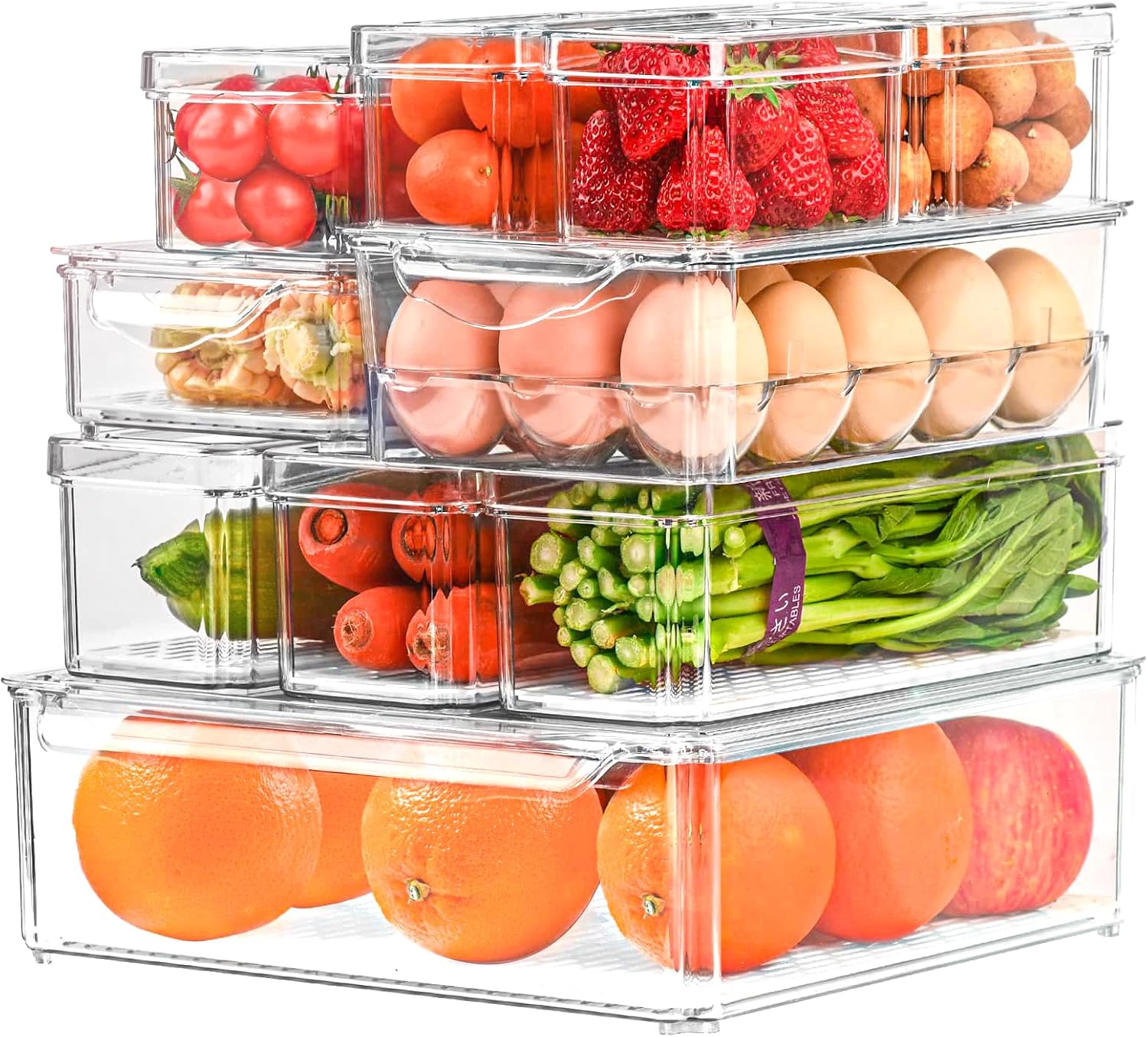 MIMELON® 12 Pack Fridge Organizer, Stackable Refrigerator Organizer